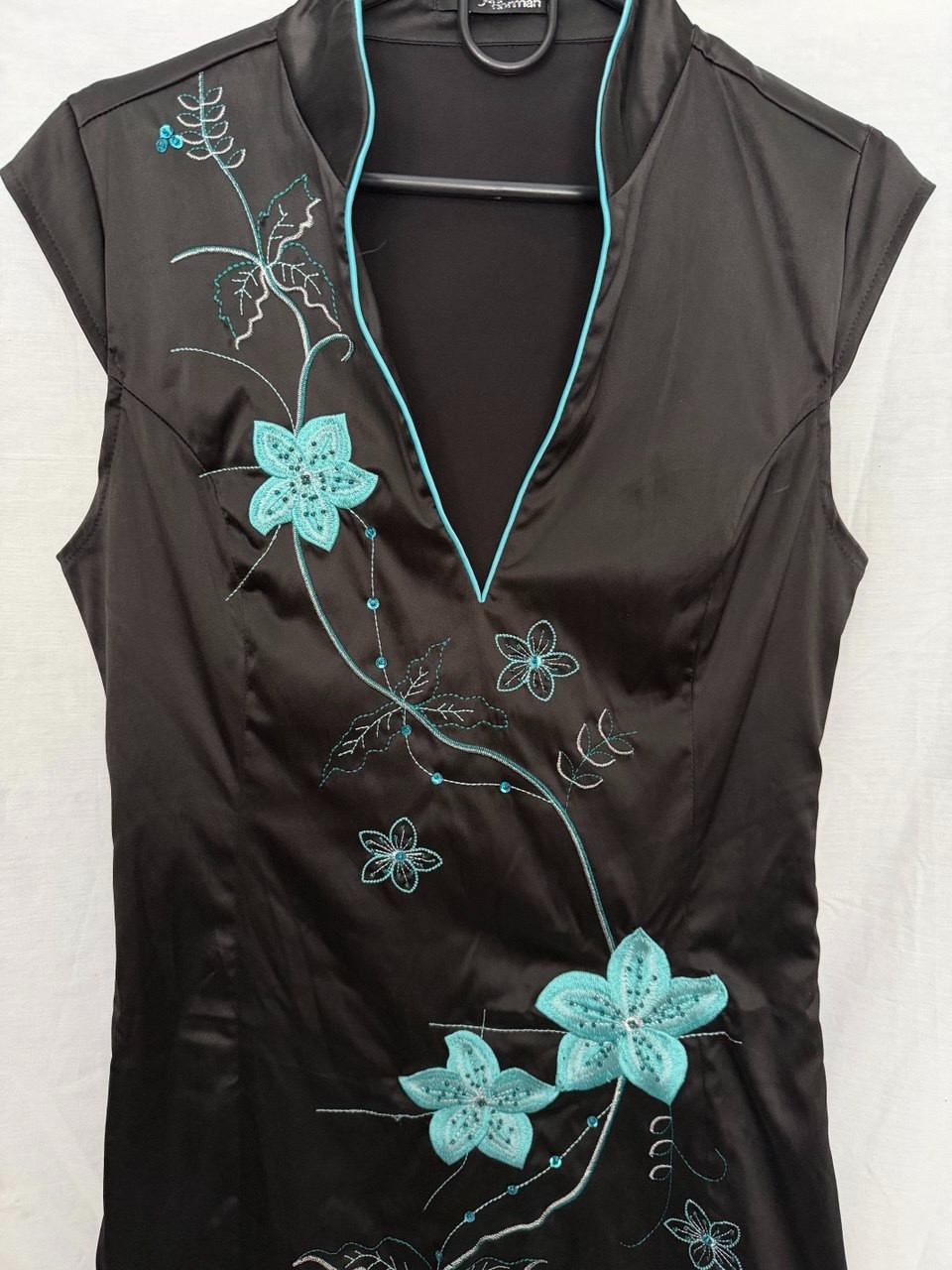 Jane Norman Asian Style Mini Sleeveless Dress Satin Oriental Kimono Dress Y2K