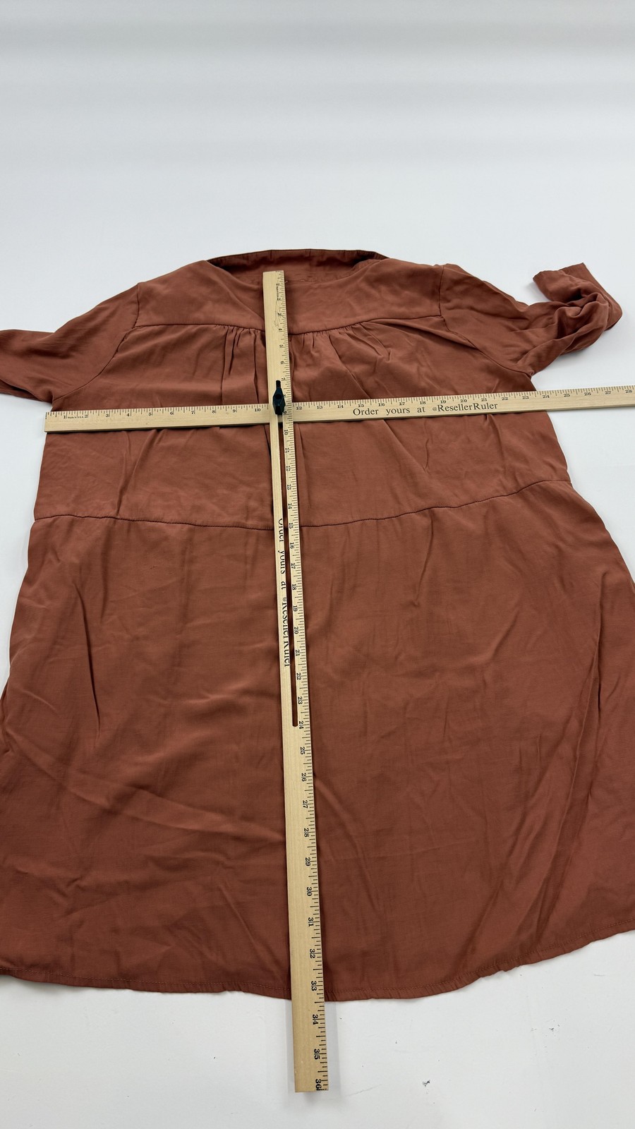 Flawless Dress Womens Large Brown Button Front Collared 3/4 Sleeve Rayon Blend