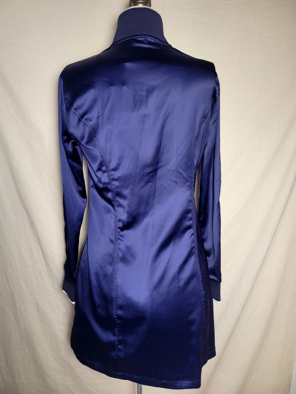 Opening Ceremony Navy Blue Track Dress Mini Satin Logo Size Medium $350 Retail