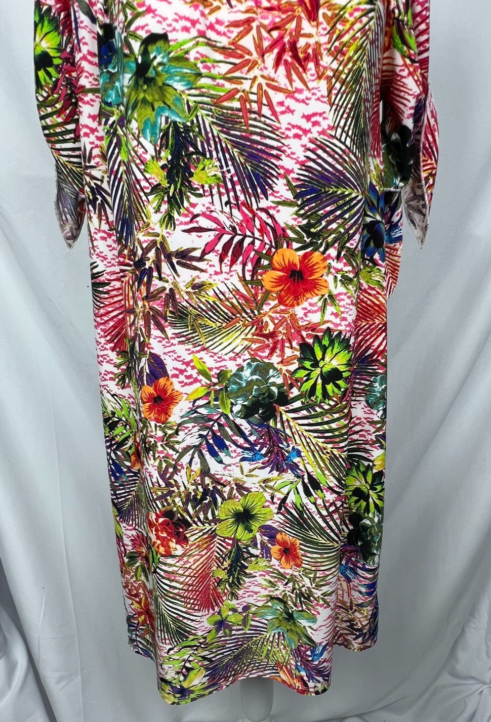 TACERA Off Shoulder Dress Womens Small Multicolor Tropical Floral Print Stretch