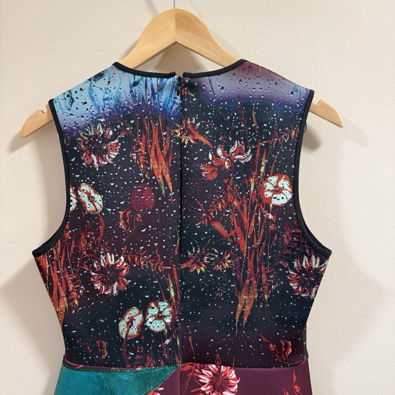 CLOVER CANYON Large Floral Abstract Digital Print Fit Flare Mini Dress