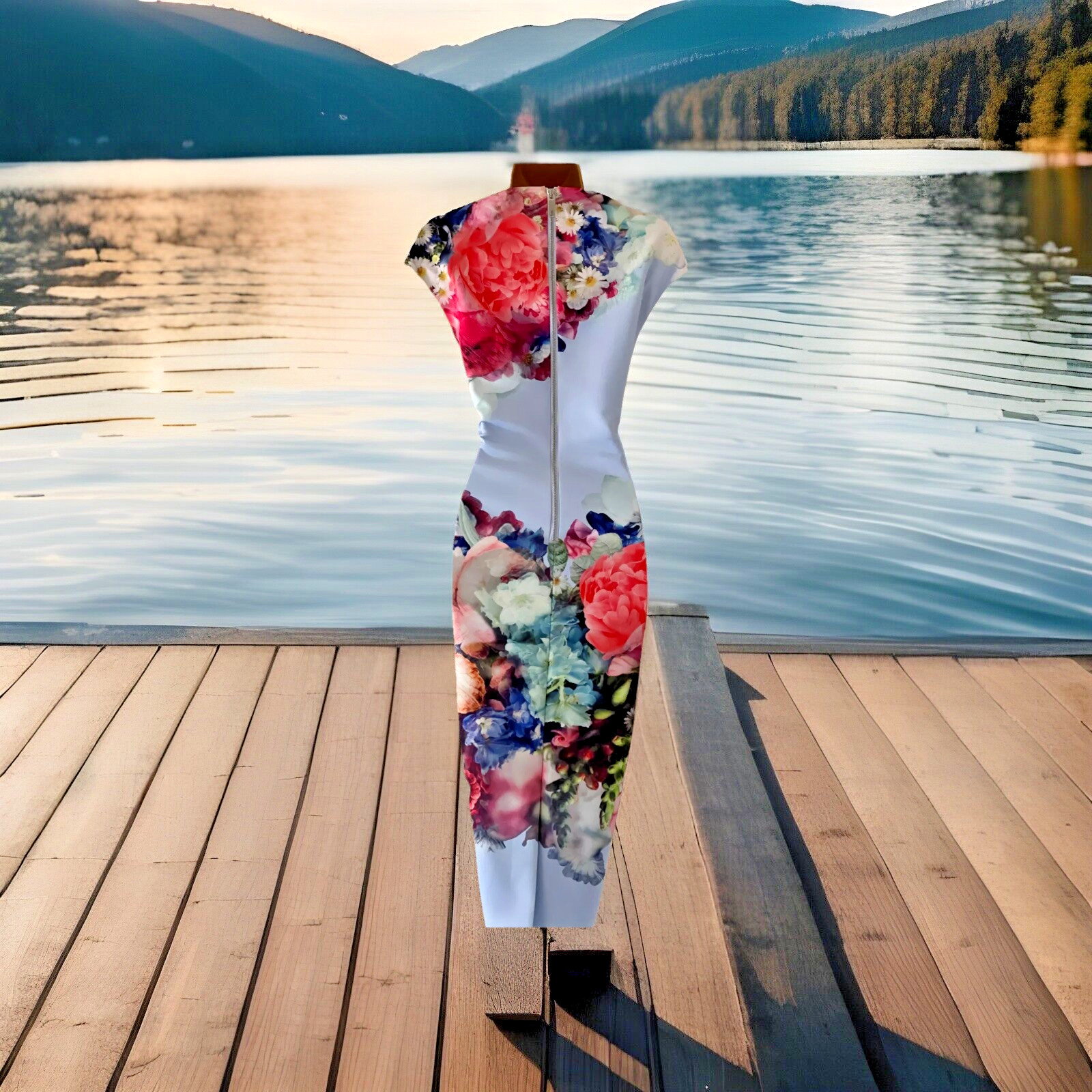 Ted Baker Light-Blue Brynee Focus-Bouquet Dress TB 4 (UK 14) US 10 (EUR 42)