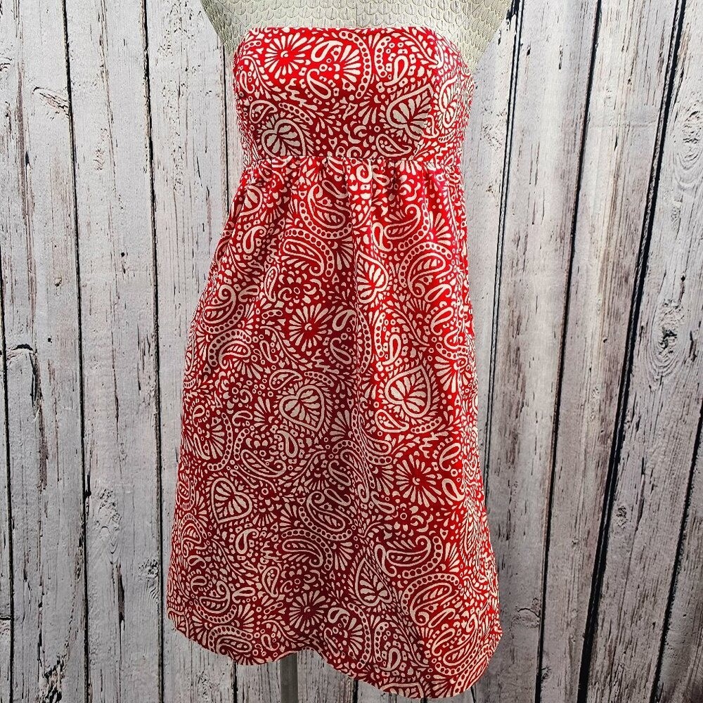 Women’s 6 Shoshanna Strapless A-Line Cotton Blnd Pocket Spring Tea Dress