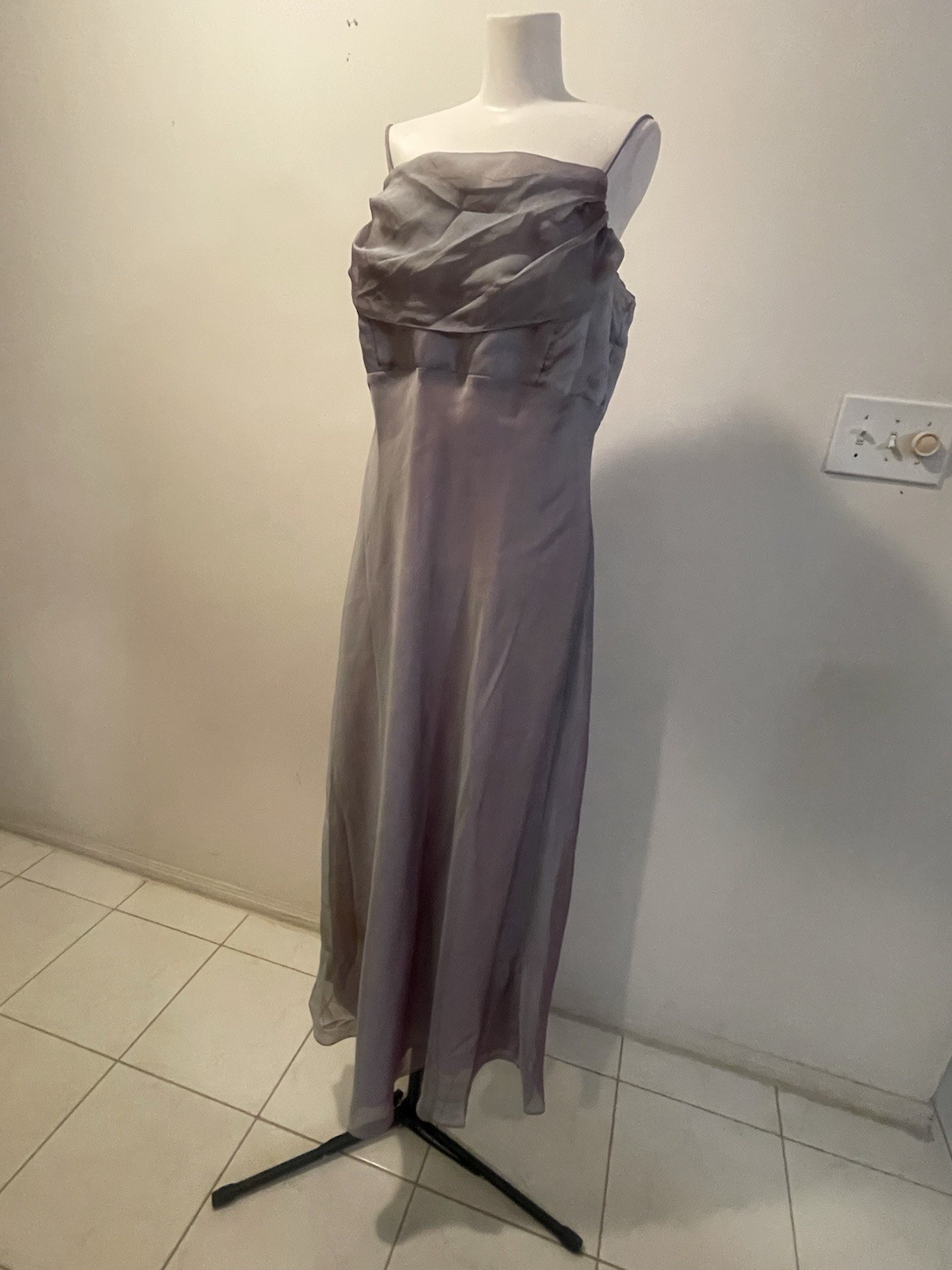 Betsy & Adam Silver Gray Shimmery Evening Gown Drape Back Size 18W