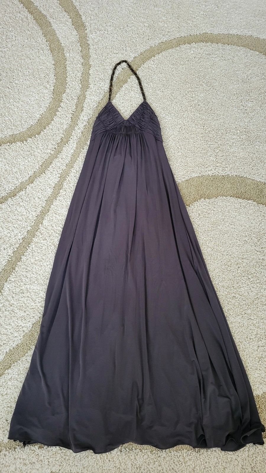 BCBGMAXAZRIA Floor length dark grey/brown evening dress, size small, EUC