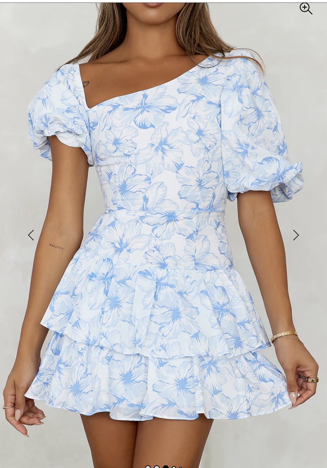HELLO MOLLY LADYLIKE ETIQUETTE MINI DRESS floral white, light blue Size: M