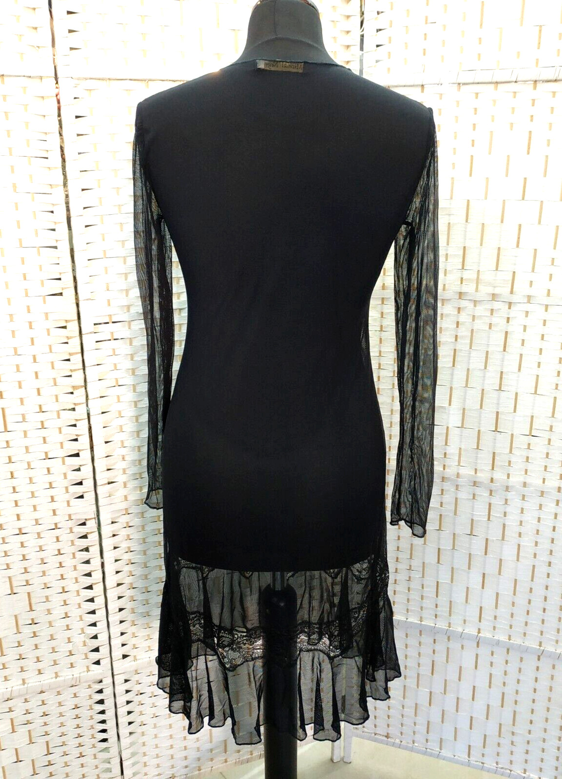 Michal Negrin Black Dress Decorated With Lace At The Bottom Size – M –