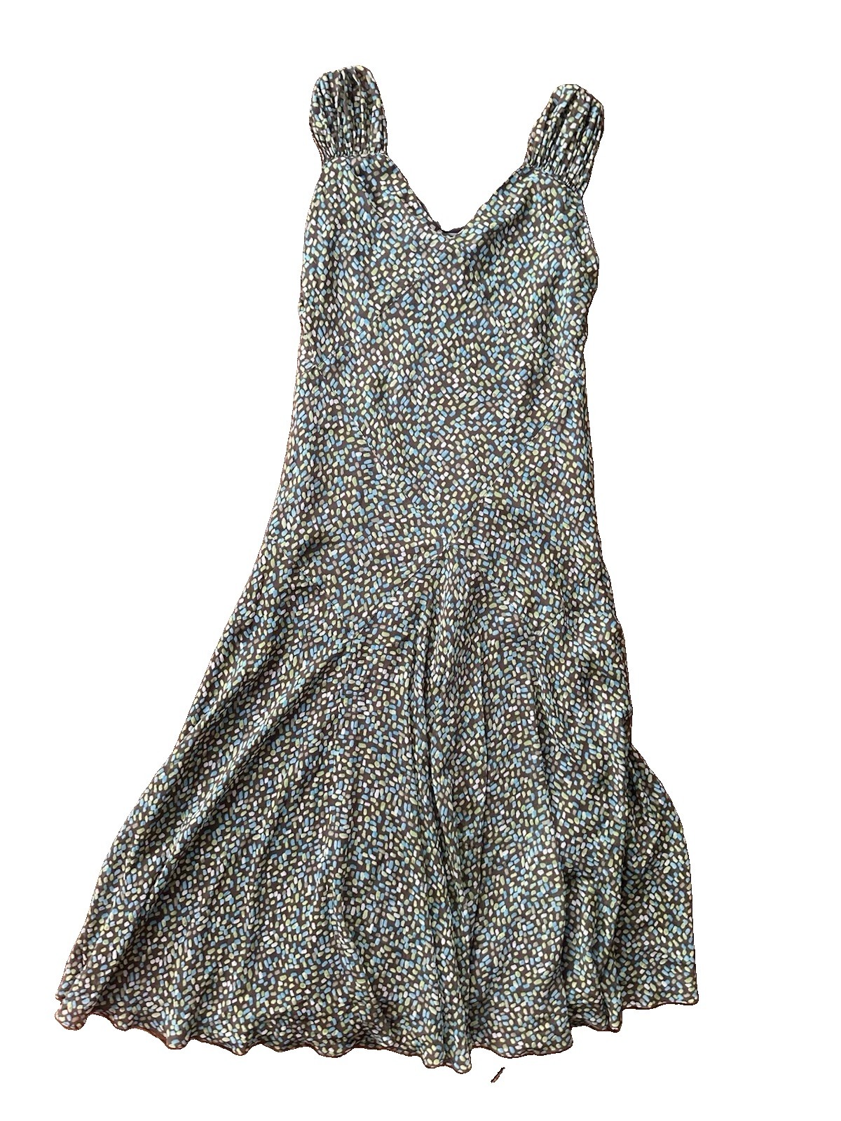 Talbots Y2K Chiffon 100% Silk Midi Dress Size Medium 10 Brown