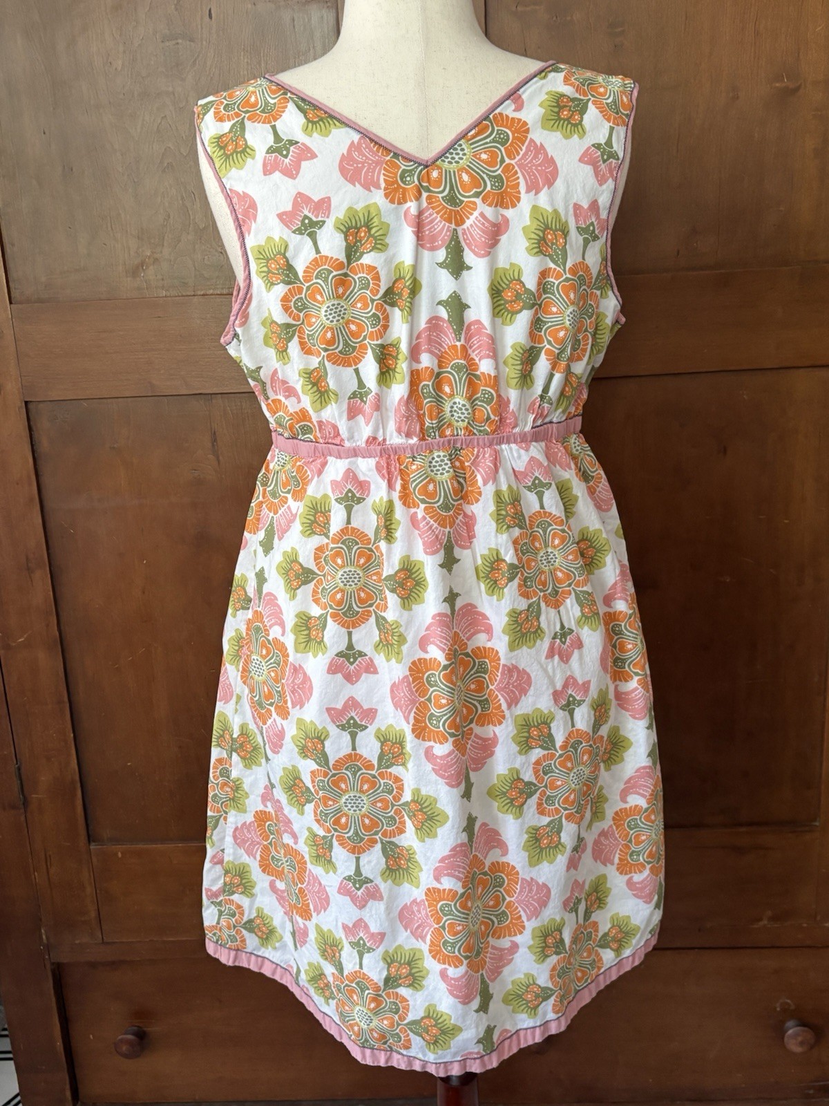 Boden Sleeveless Sundress Pink/Orange Floral Empire Waist Lined UK18 / US14