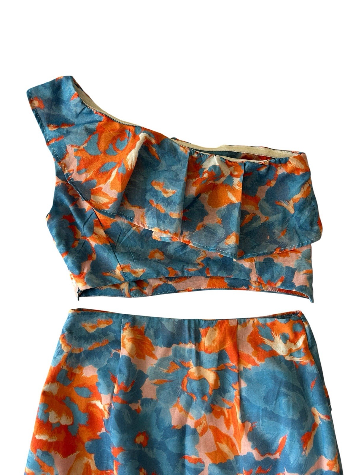 Hello Molly 2Pc Set Blue Size 4 Crop Top Midi Skirt Co Ord Vacation Wedding