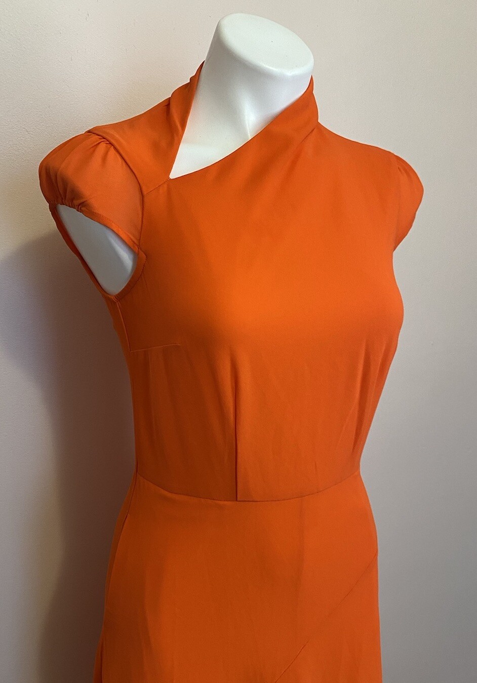 Newbury Street Orange Lined Cap Sleeve Fit Flare Cut Out Midi pocket Dress XS/2