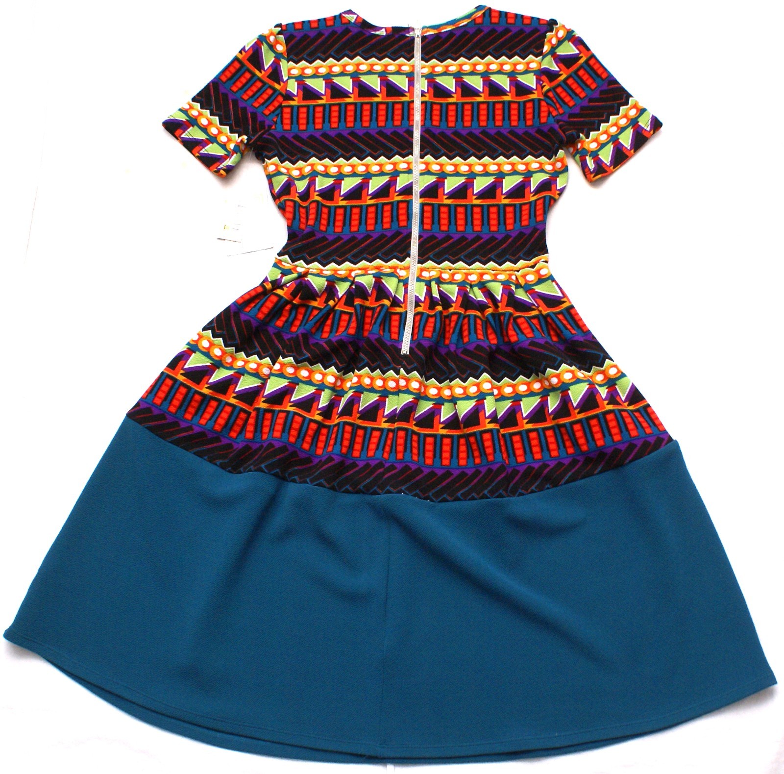 LulaRoe Amelia Midi Dress Size Small, Multicolor Geo/Green, NEW