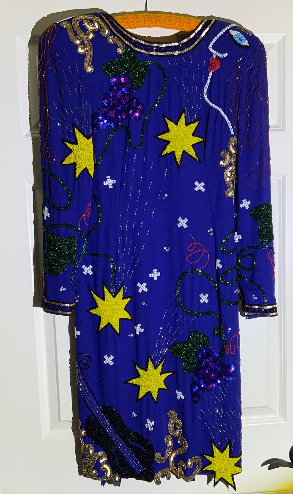 💋 VINTAGE Fabrice Silhouette Celestial Hand-Beaded Cocktail Dress (Size 10)