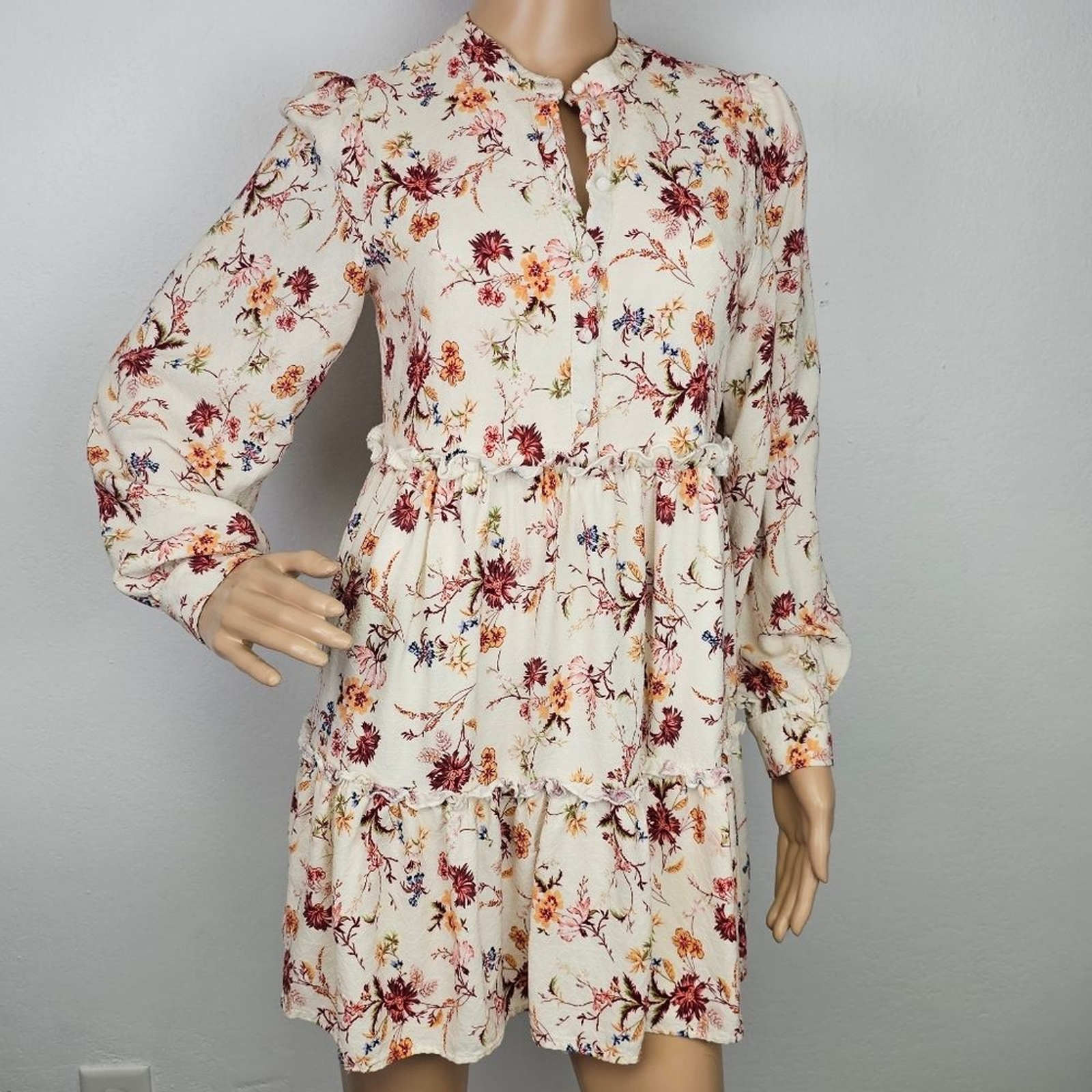 Penelope Rose Dress Cottagecore Ruffle Tiered Floral Sz S Light Romantic Peasant