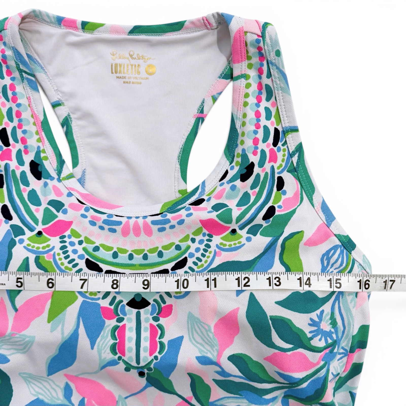 Lilly Pulitzer Luxletic Mixed Doubles Dress Womens L White Floral Tennis Resort