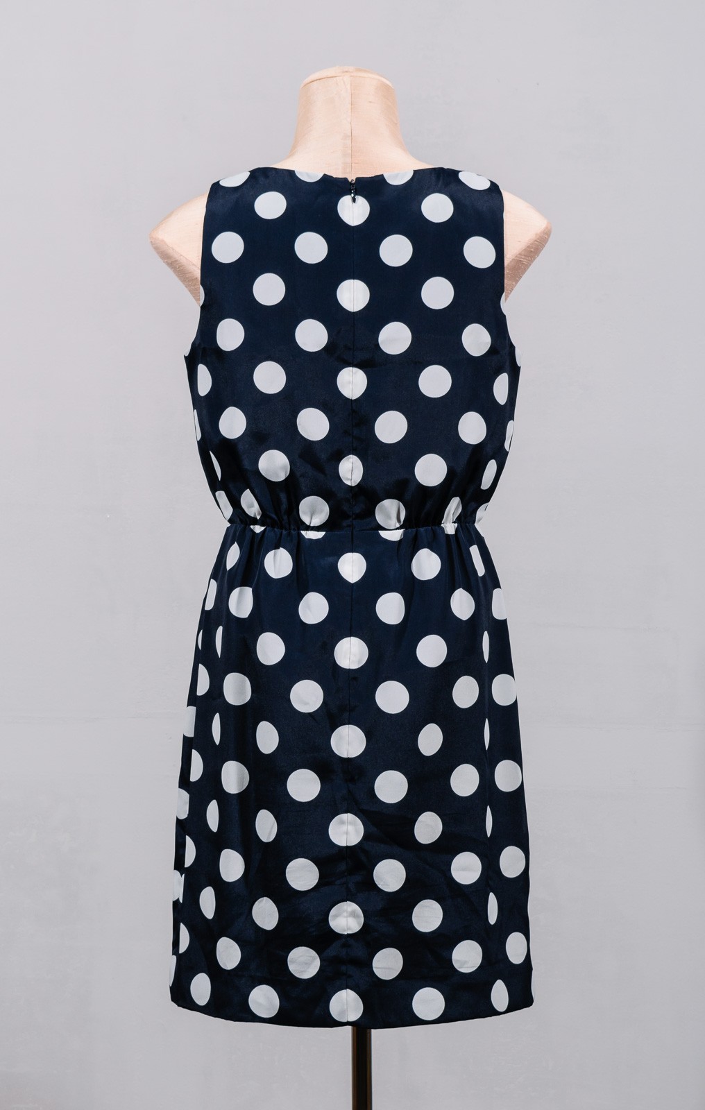 J Crew 43750 Navy White Polka Dots Sleeveless Short Sundress Sheath Dress Sz 4