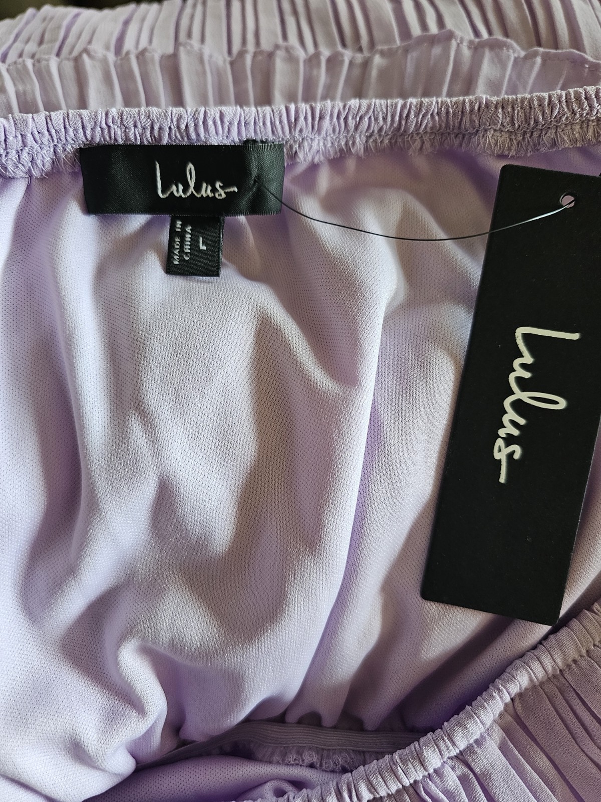 Lulus Lavender Pleated Layered Off Shoulder Tiered Midi Dress L 100% Polyester