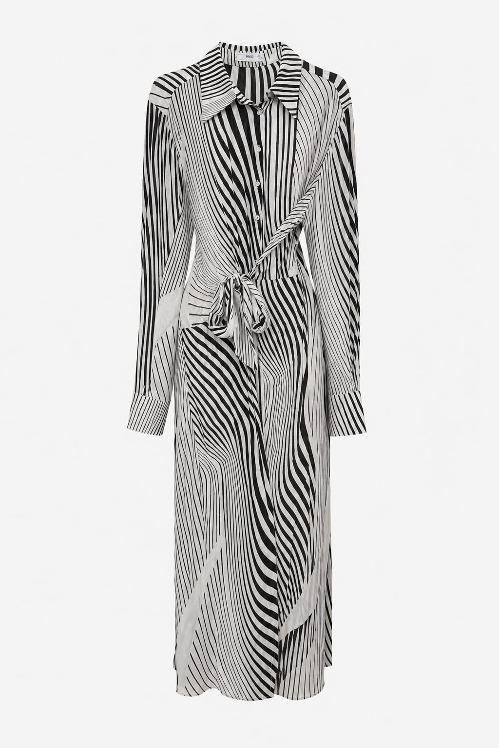 Vintage 1990s Zebra-Striped Long Sleeve Dress Black & White