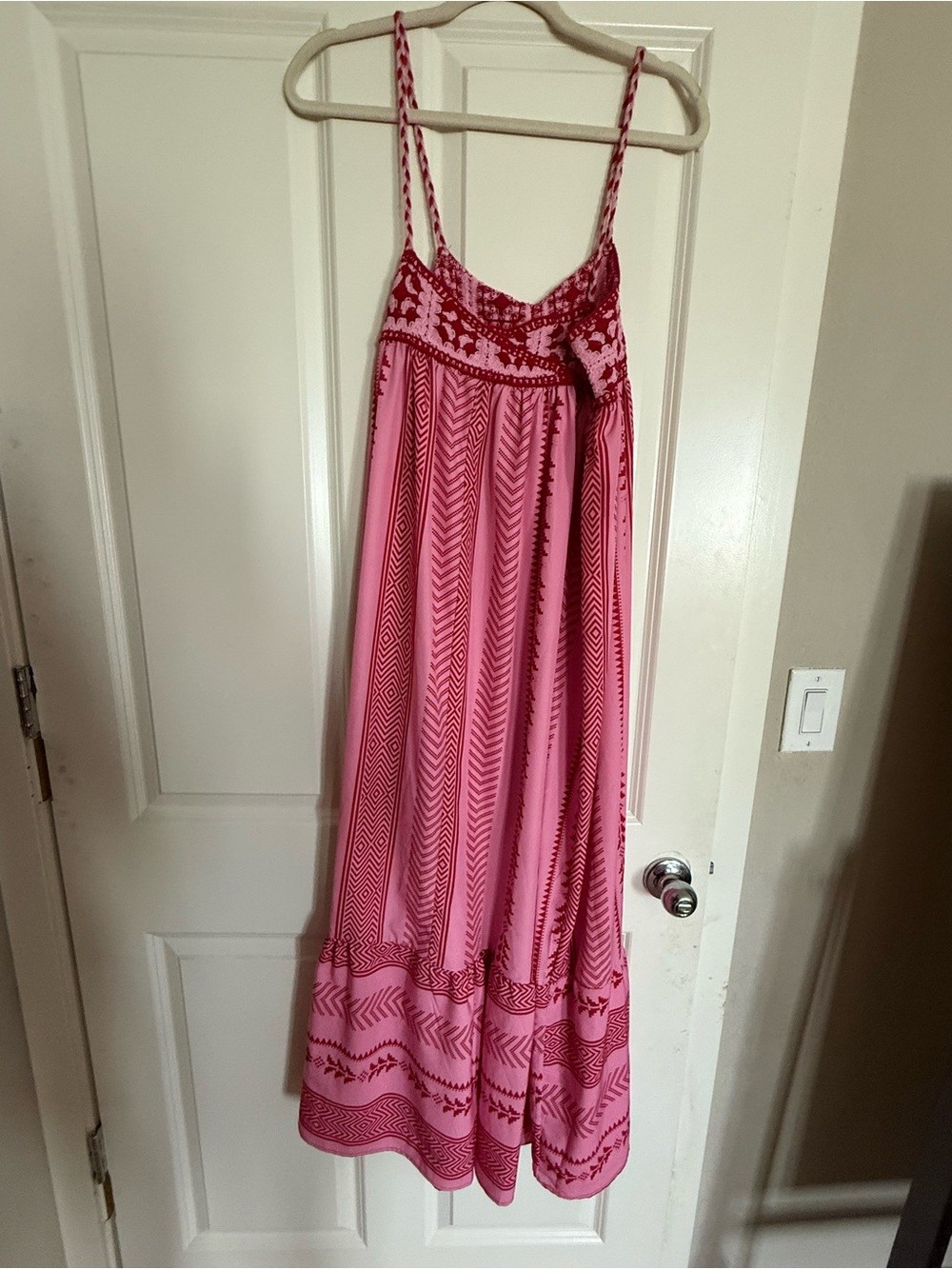 Pink Boho Maxi Dress | Tassel Tie | Women’s Medium