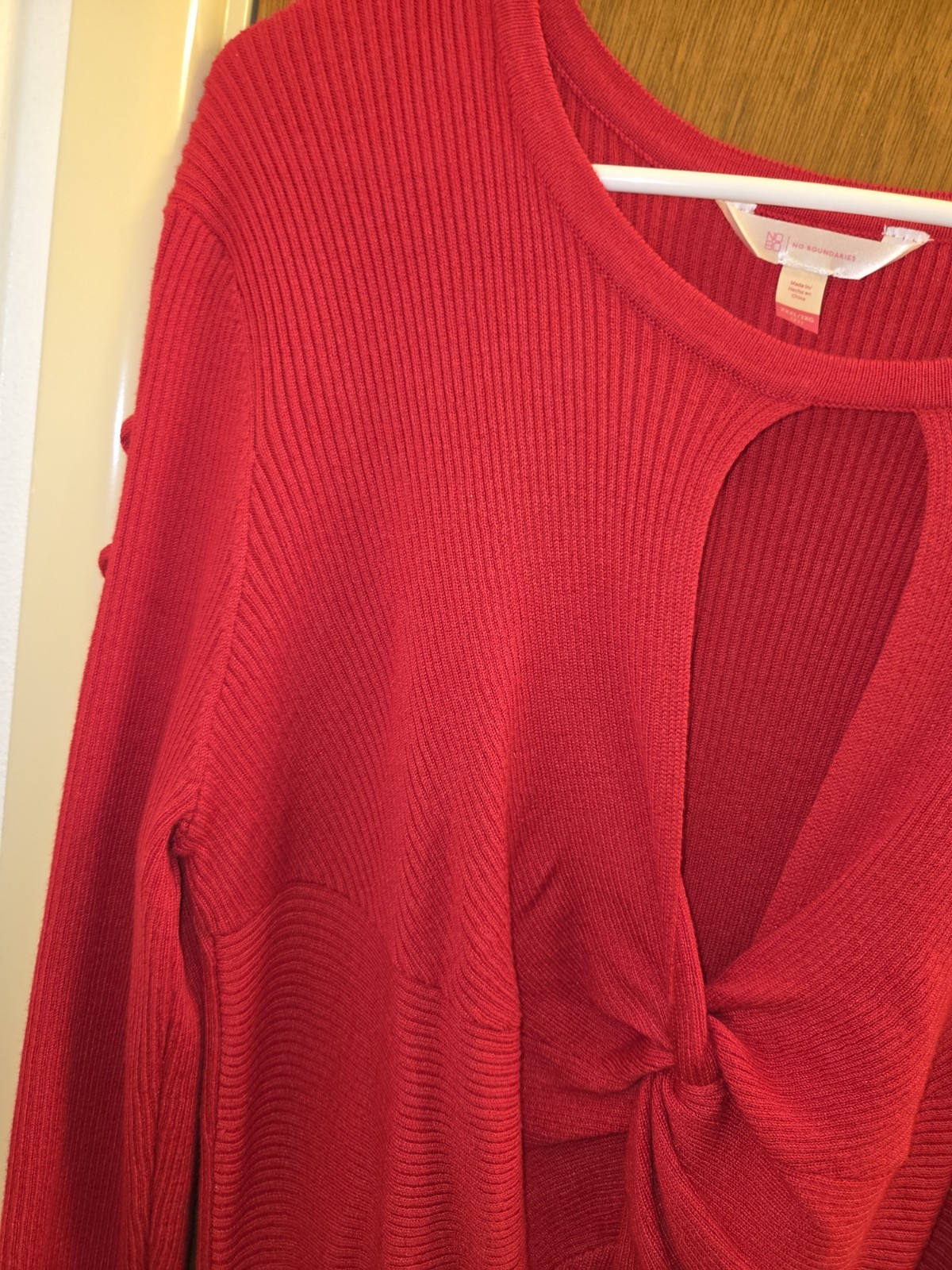 No Boundaries No Bo Juniors XXXL 21 Red Ribbed Cutout Dress Partial New Tag