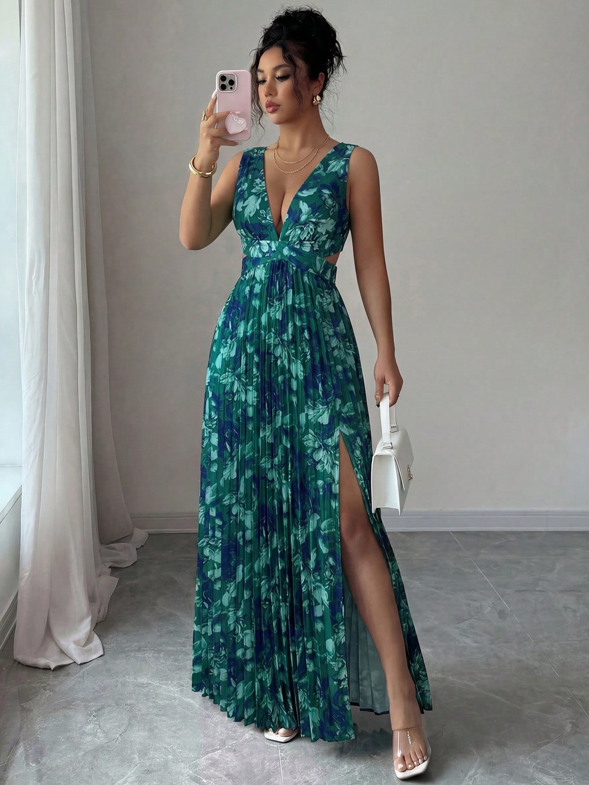 Elenzya Floral Sleeveless A Line Maxi Dress
