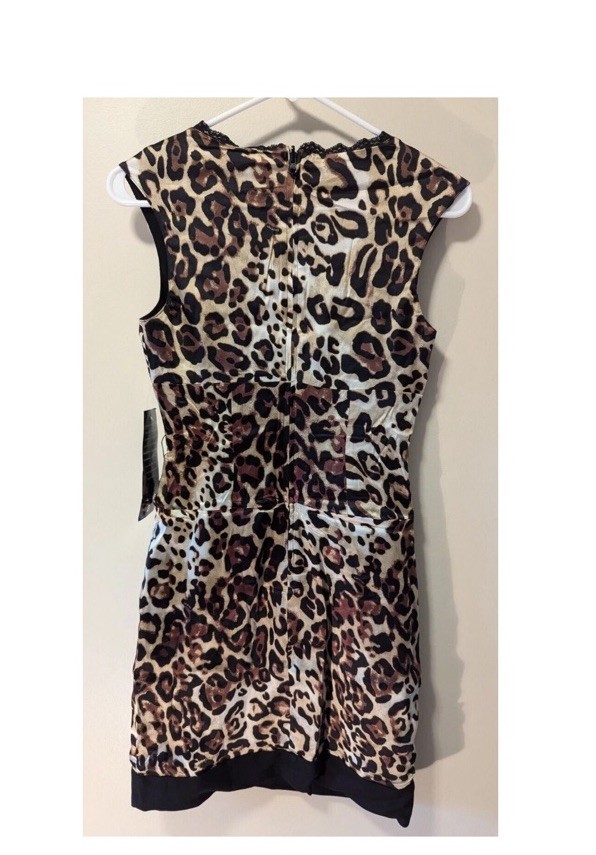 BEBE Black & Leopard Reversible Silk Dress XS NWT