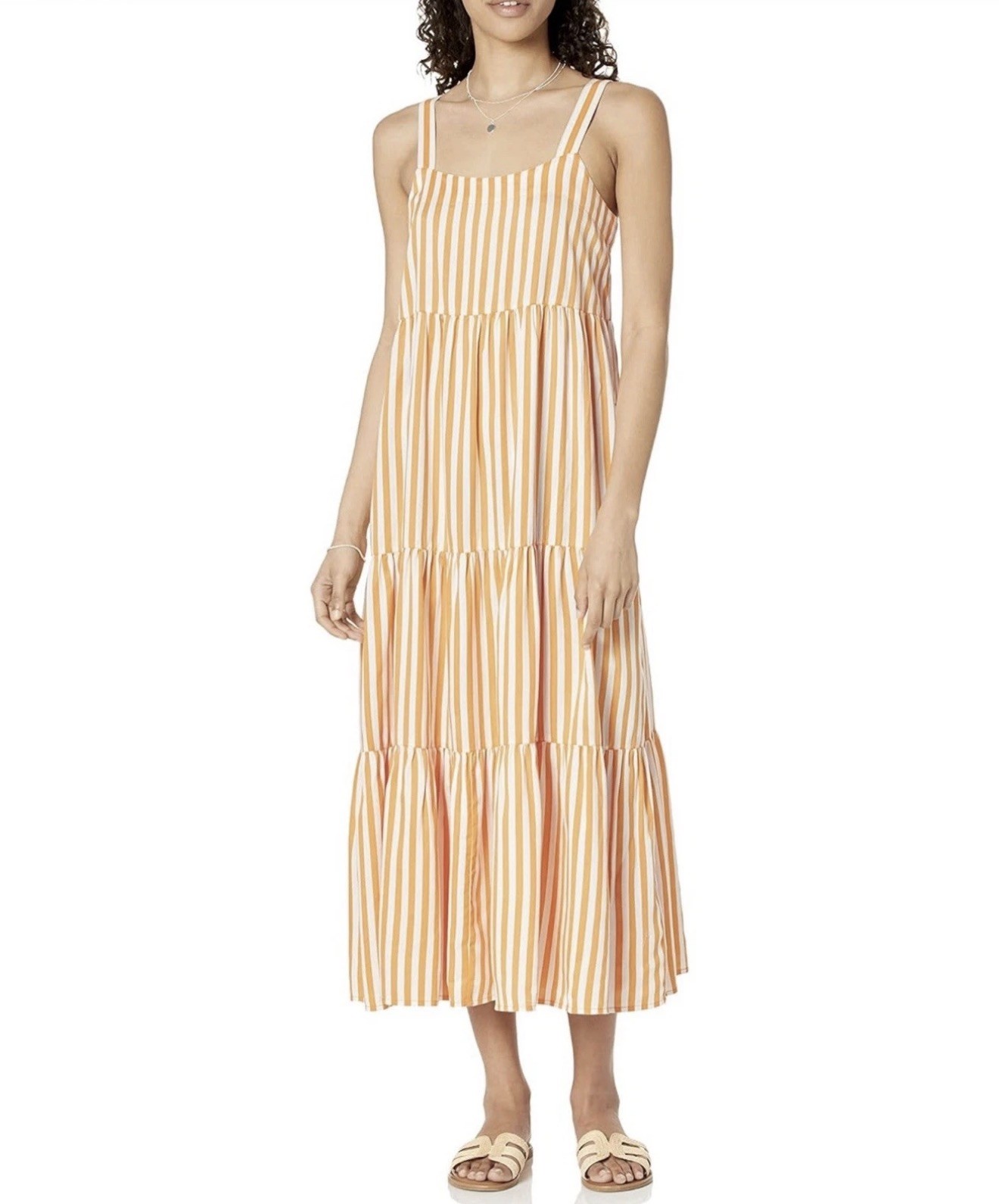 The Drop Maxi Dress Orange White Striped Sleeveless M Pristine condition
