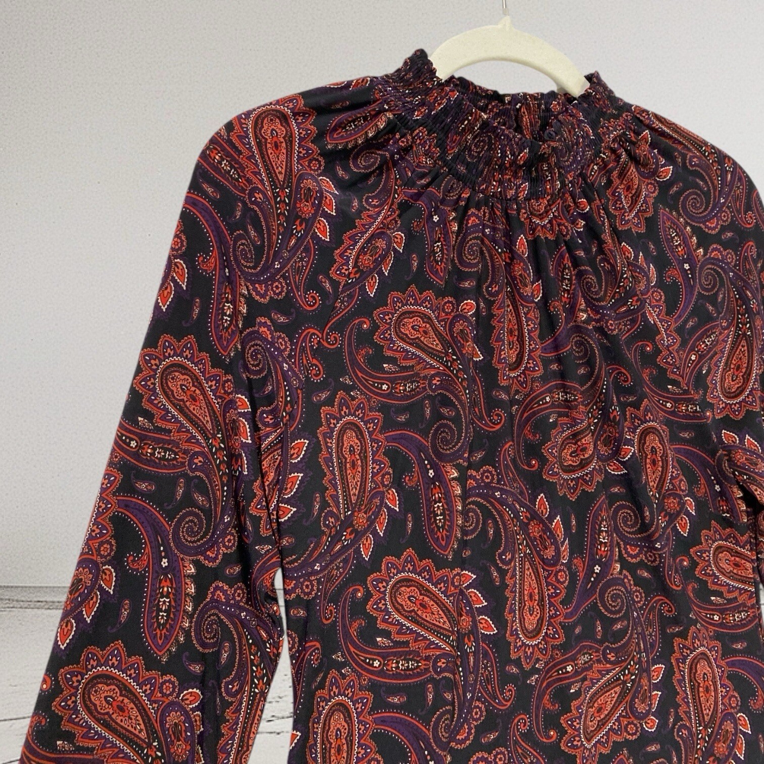 Tommy Hilfiger Paisley Smocked Mock Neck Dress Size 4 Elegant Summer Chic $129