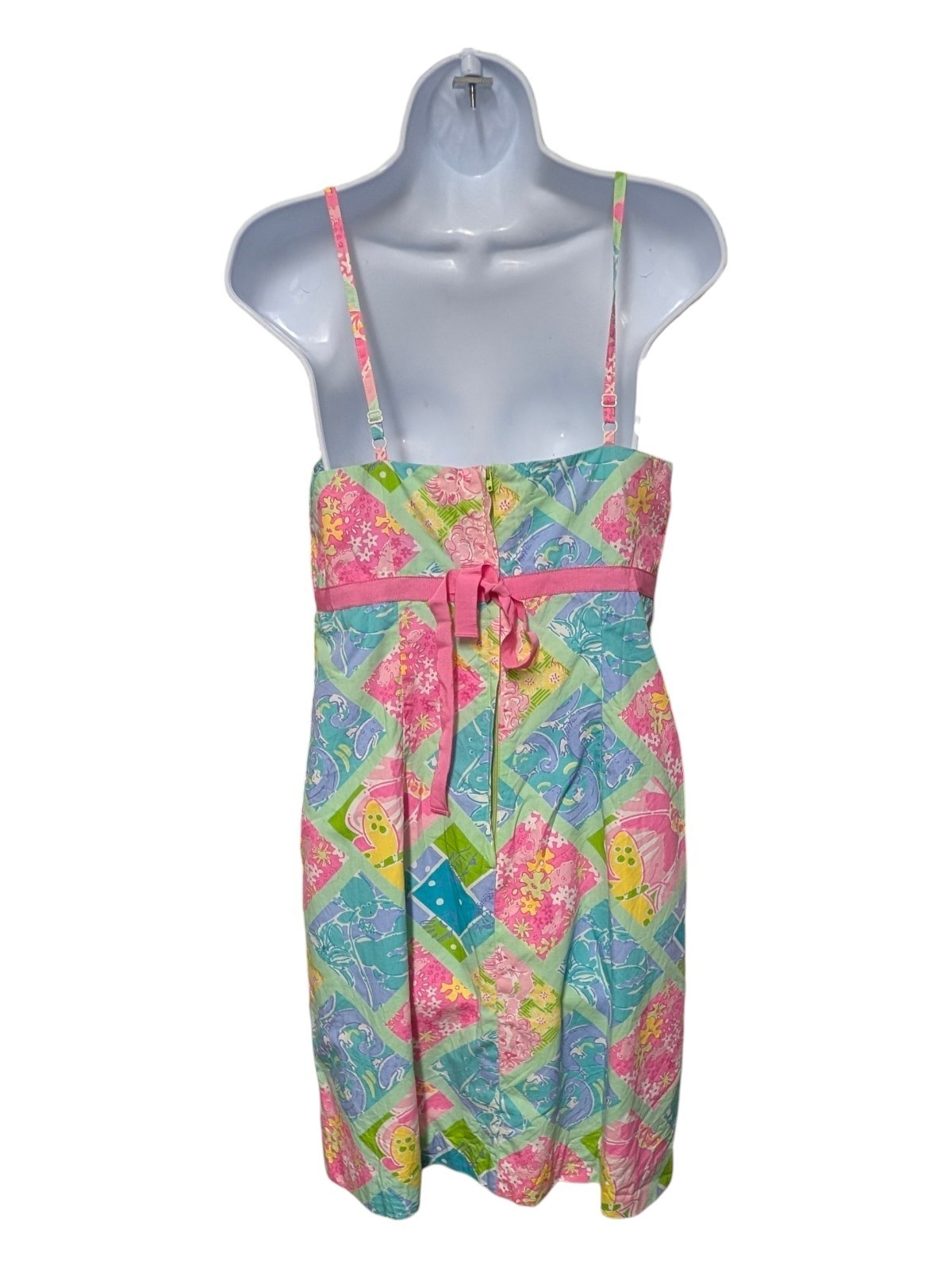 Vintage Lilly Pulitzer Patchwork Pattern Women Dress Size 8 White Label