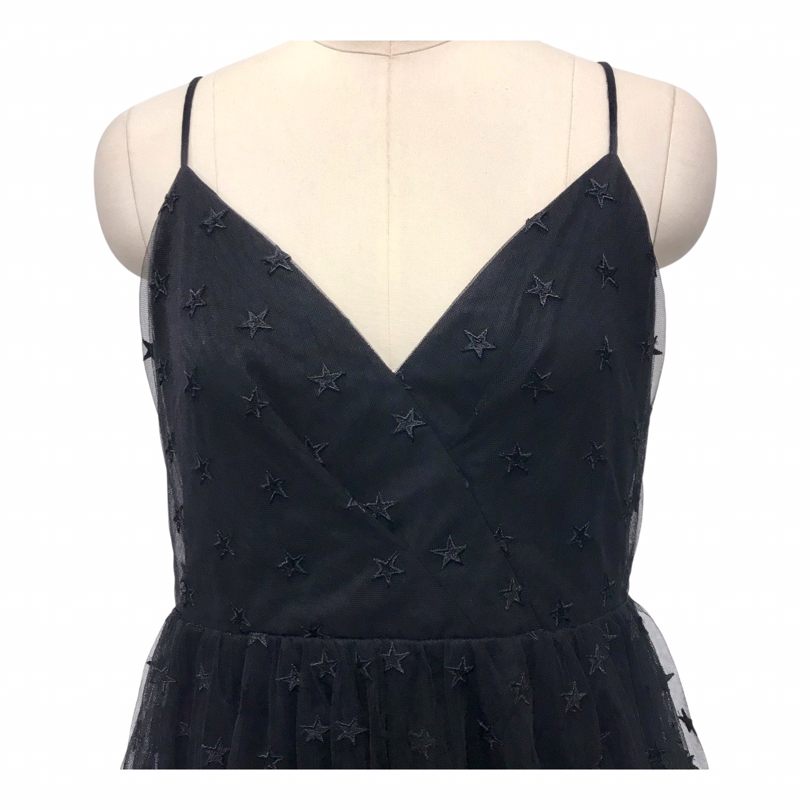 J Crew Black Whimsigoth Star Print Tulle Dress Party Cocktail Retro Women’s Sz 8
