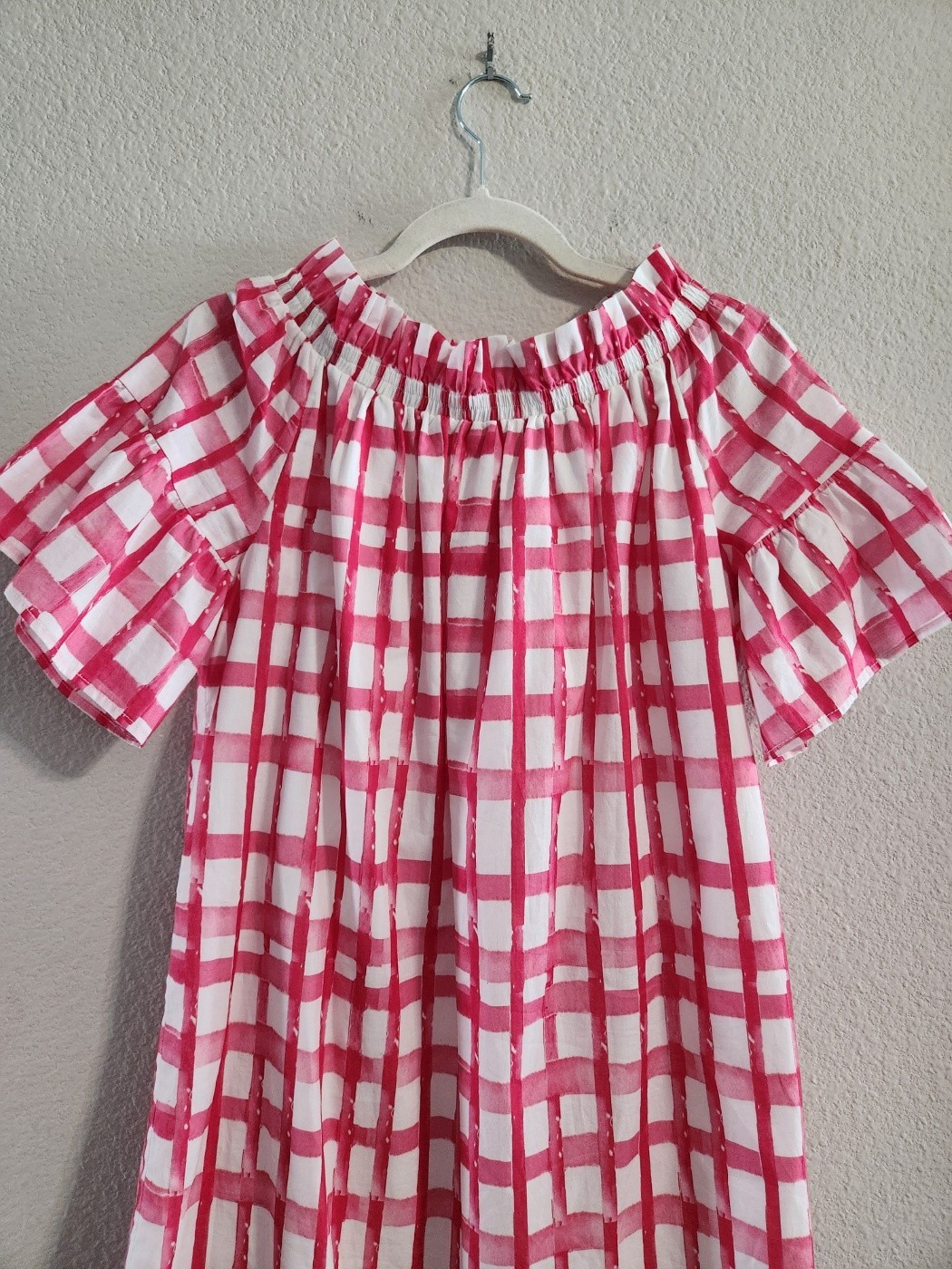 Brooke Wright NWT Pink White Checkered Mini dress size xs/s *flaws