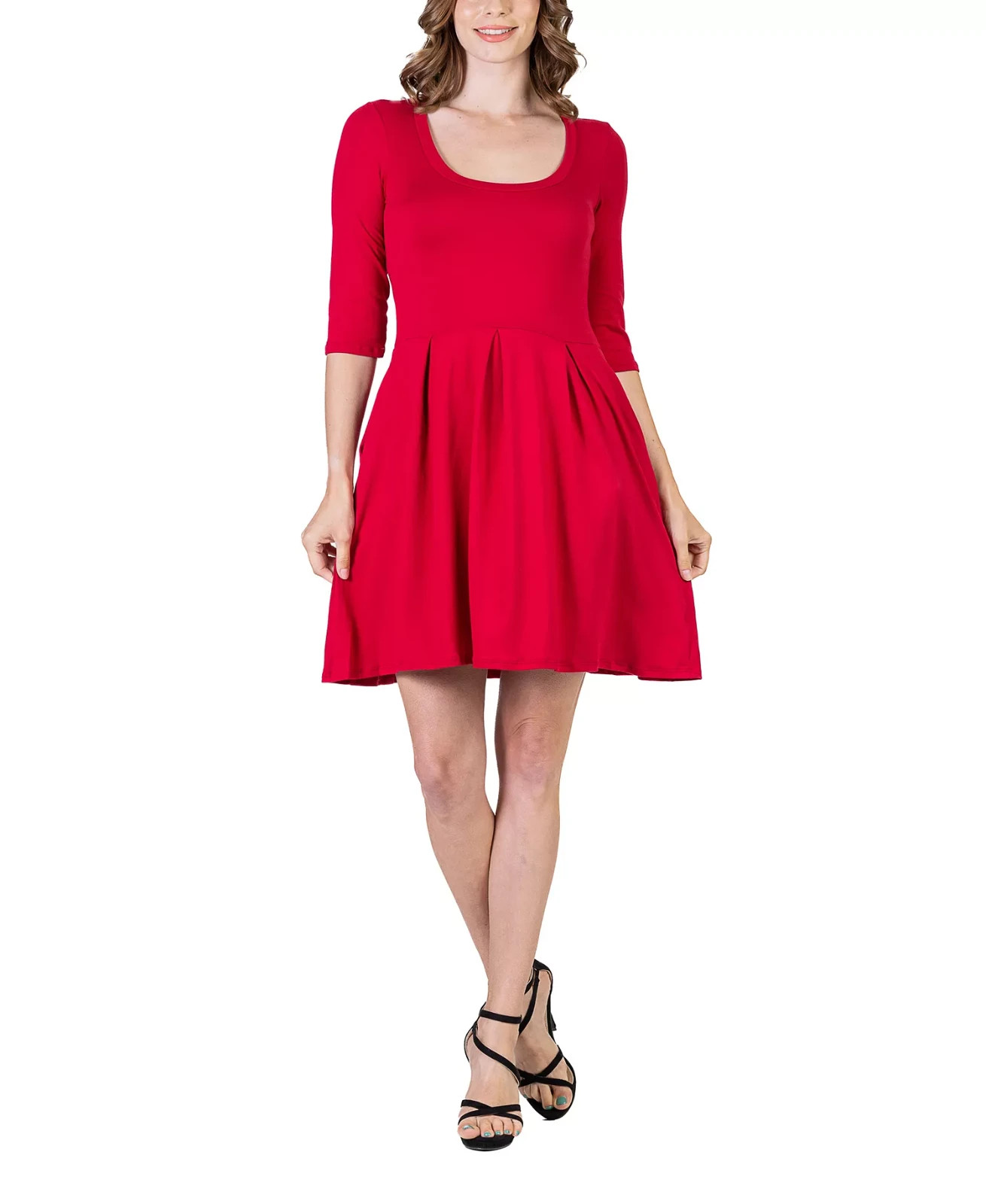 24seven Comfort Apparel Women’s Three Quarter Sleeve Mini Dress MSRP $93.99