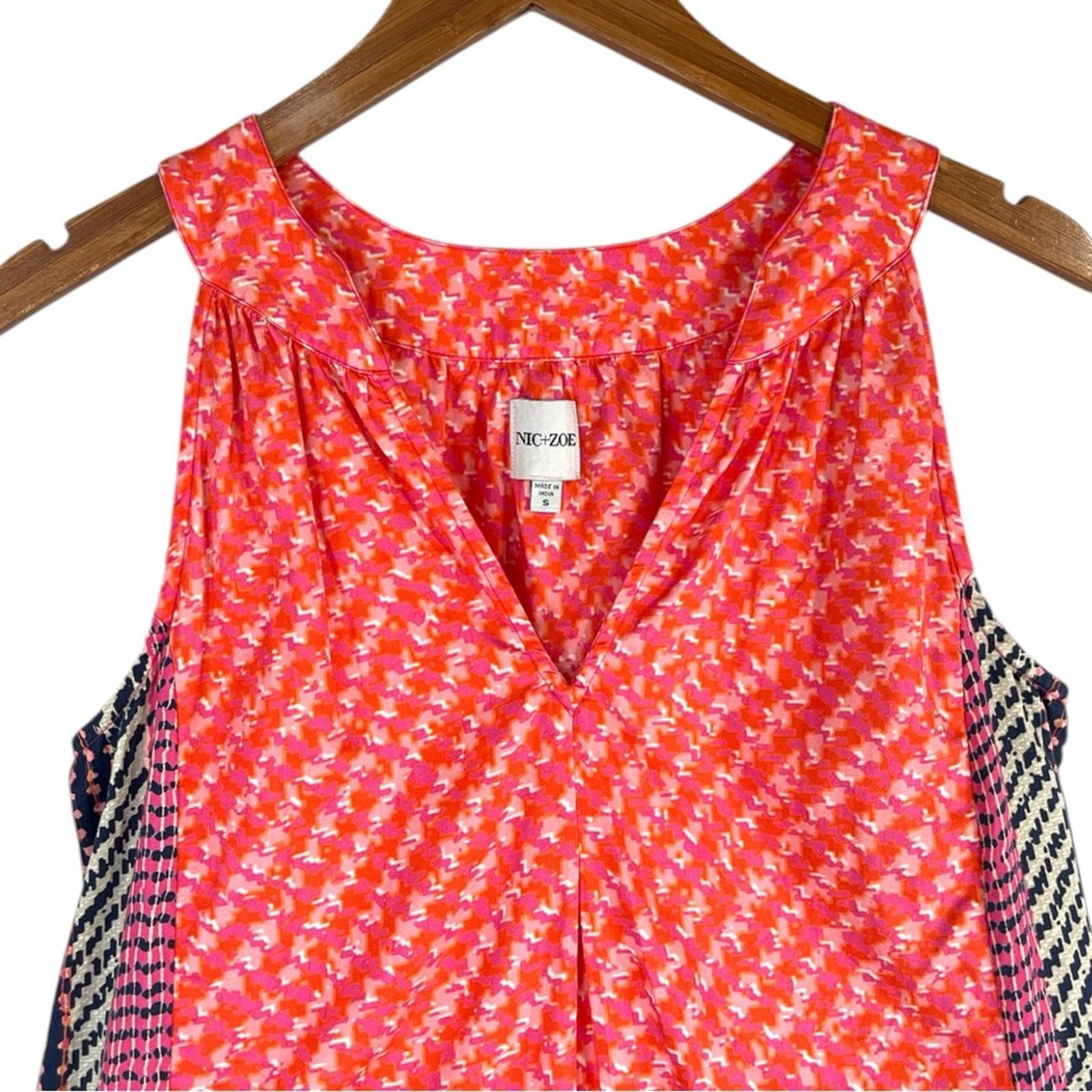 NIC+ZOE Spotty Stripes Sleeveless Midi Dress in Coral Pink Multi New Size Small