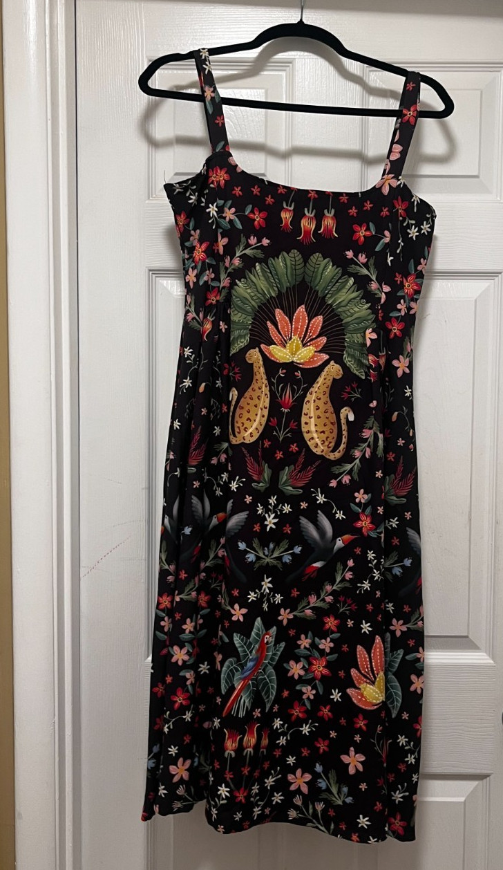 NWT Beautiful Averie Blaise Pleated Midi Dress Vibrant RainForest Print Size M
