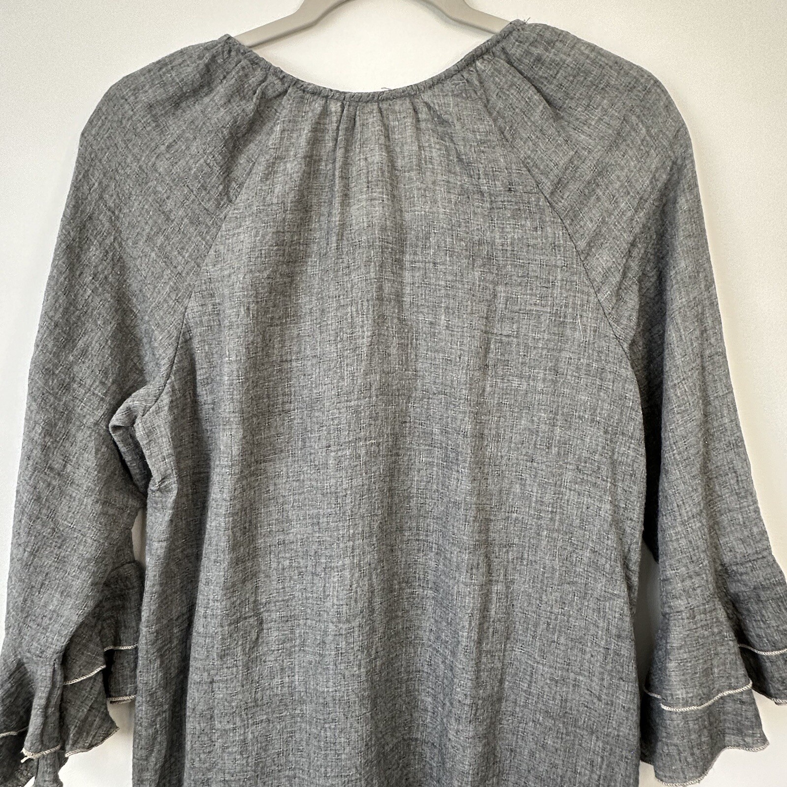 Indigo Soul Tunic Dress Gray Embroidered Boho Indie Knee Length Women Sz Medium