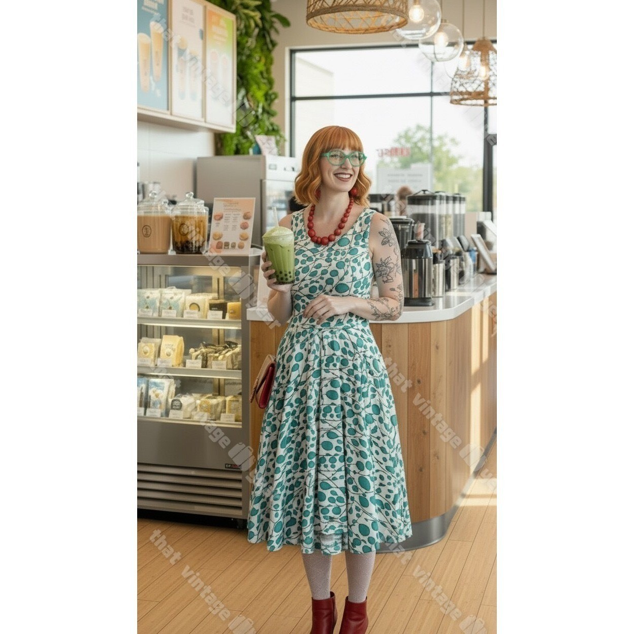 Effie’s Heart MODCLOTH Retro Pin Up Bubble Dots Flare Dress, Small