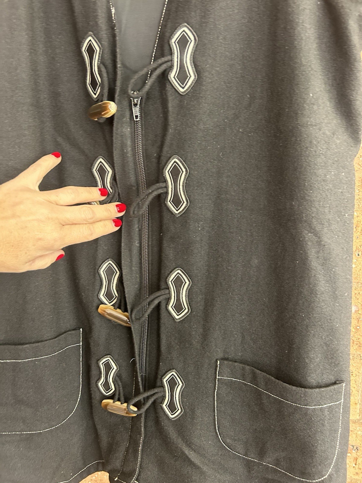 SASS & BIDE- RARE Black Wool Toggle Vest Mini Dress Coat Style Size Euro 38