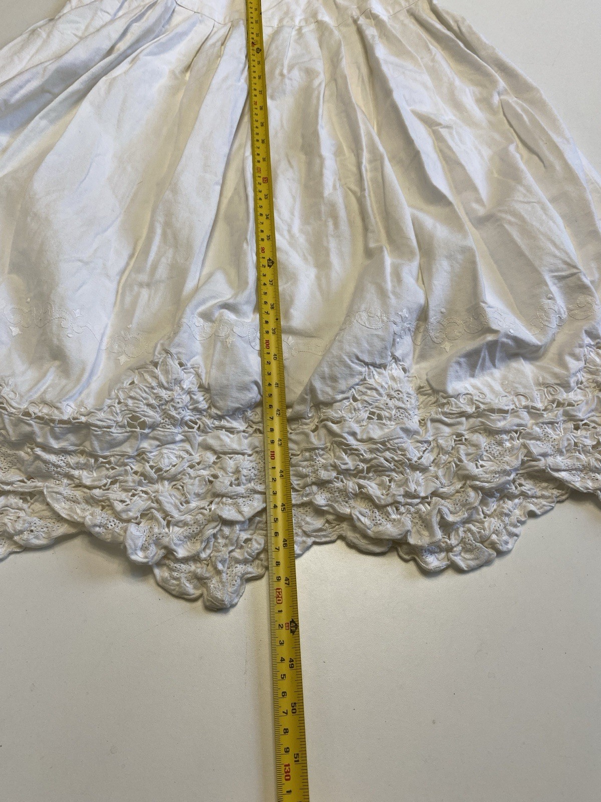 Nancy Johnson M (10) 100% Cotton Battenberg Dropped Waist Dress White