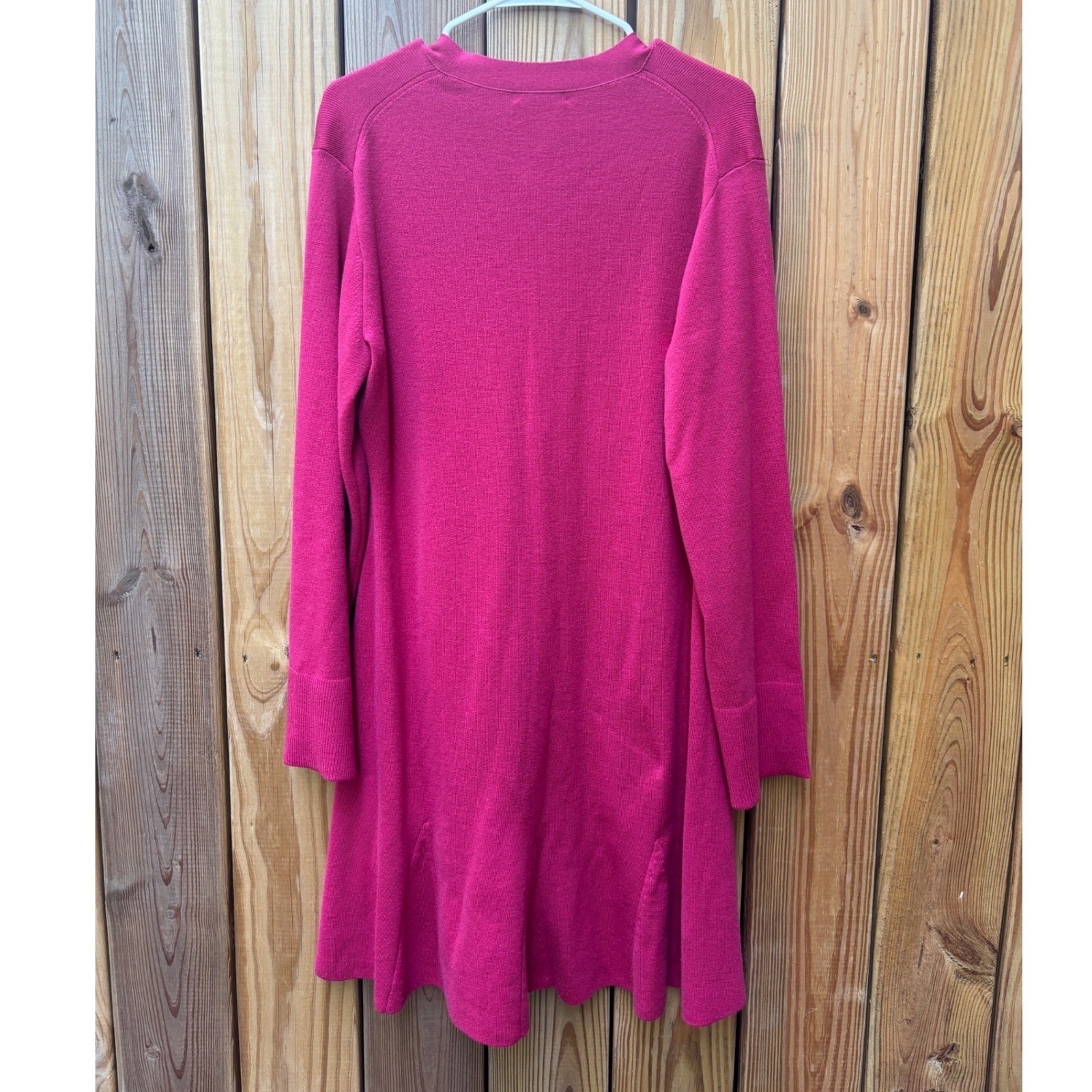J Crew Womens Pink Merino Wool Blend Henley V-Neck Sweater Dress XL