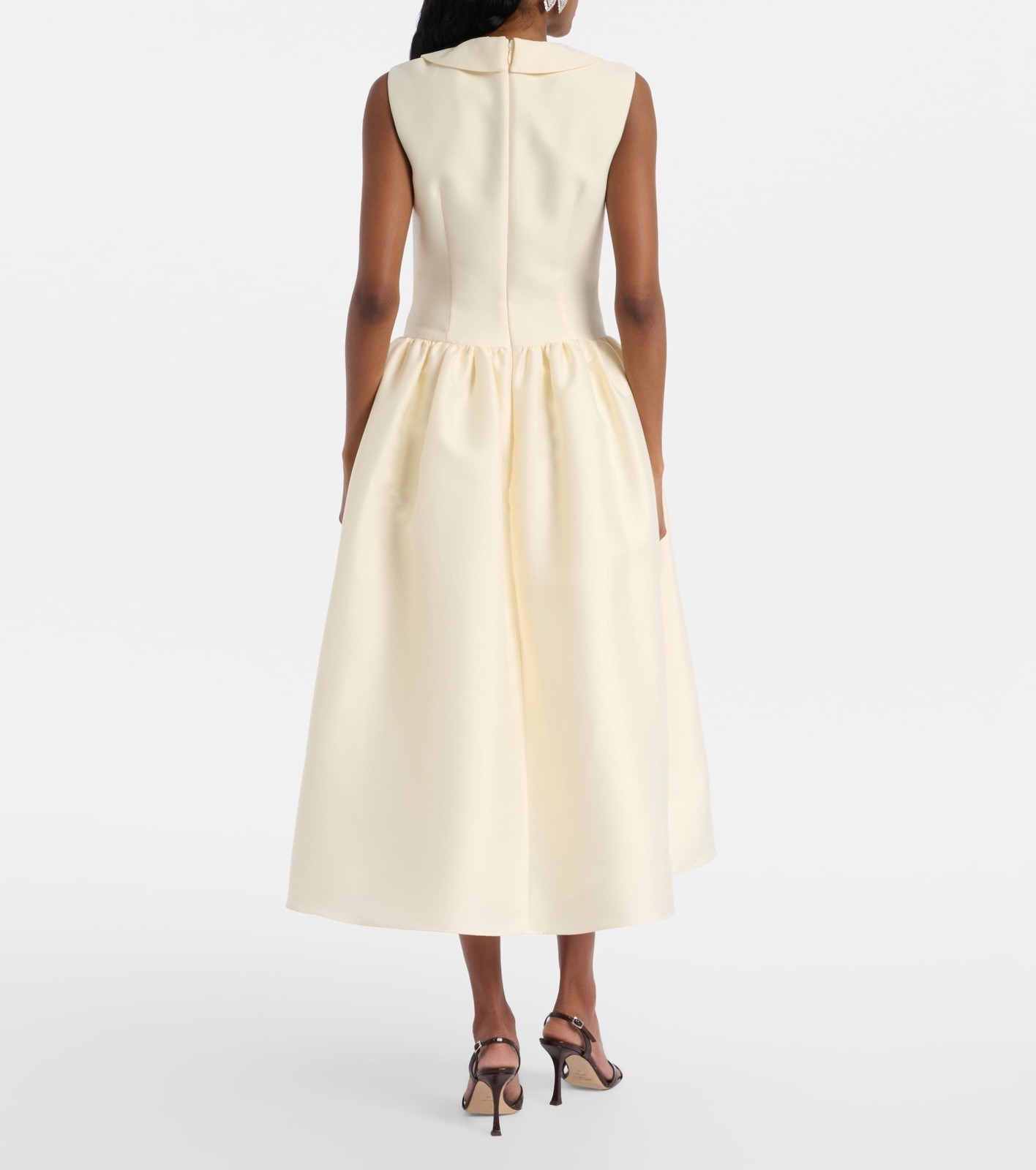 Self Portrait YELLOW TAFFETA COLLARED MIDI DRESS $ 695 Size US 14 UK 18