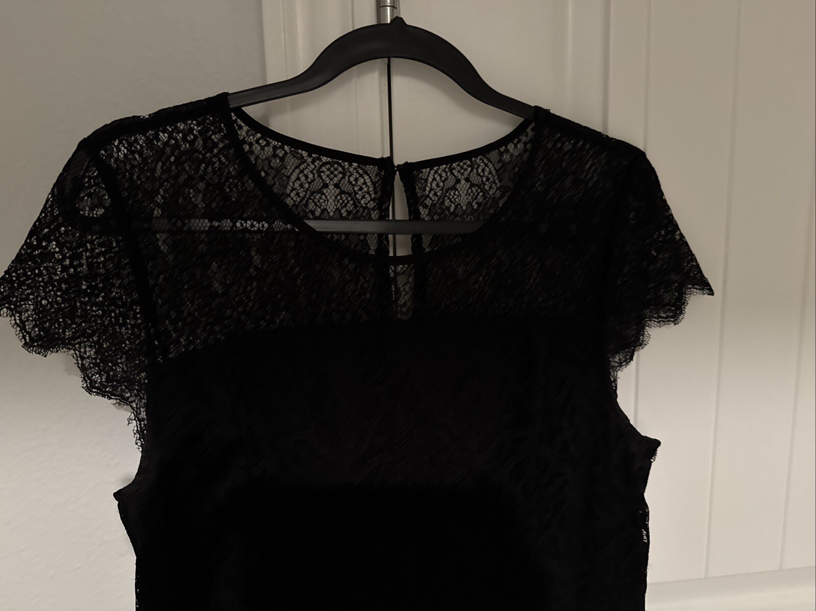 Kensie SIZE LARGE Black on Black Lace Overlay Nylon Spandex Poly Dress