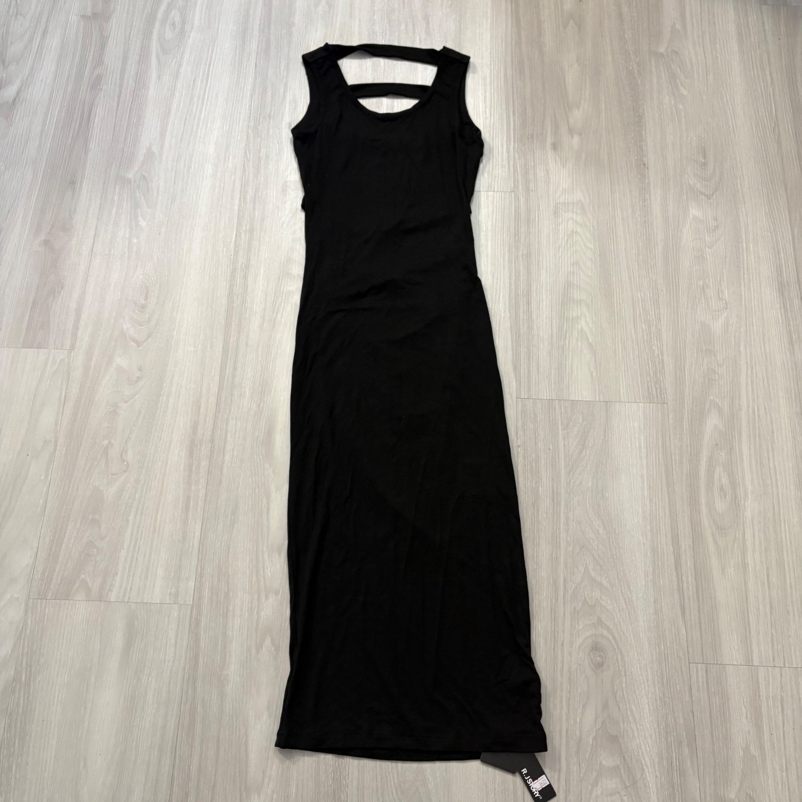 R J Story Women Dress Black Sleeveless Cutout Back Maxi Bodycon Dress Size U NWT