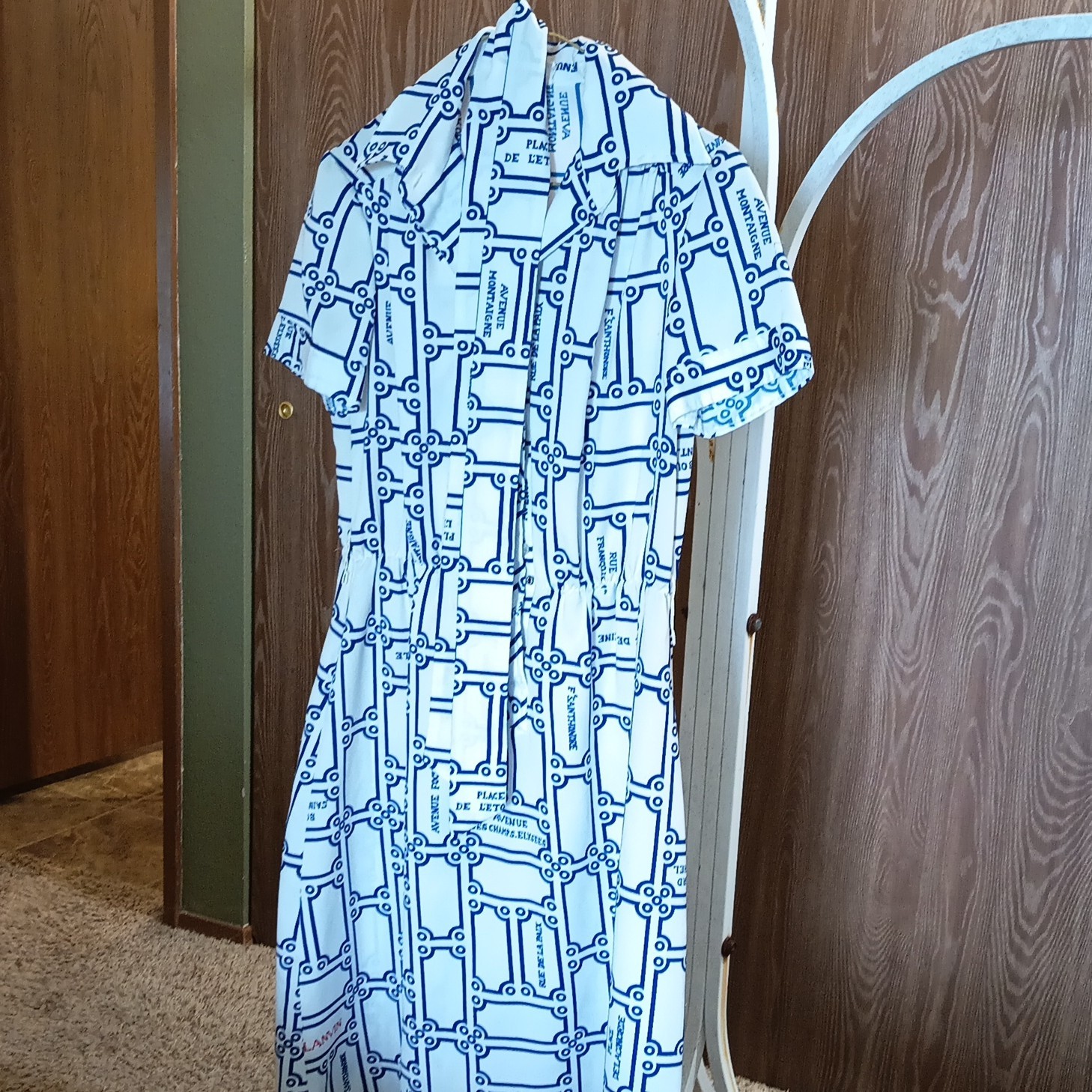 Vintage Blue And White Sailors Look Dress With A Tie, Women’s Medium