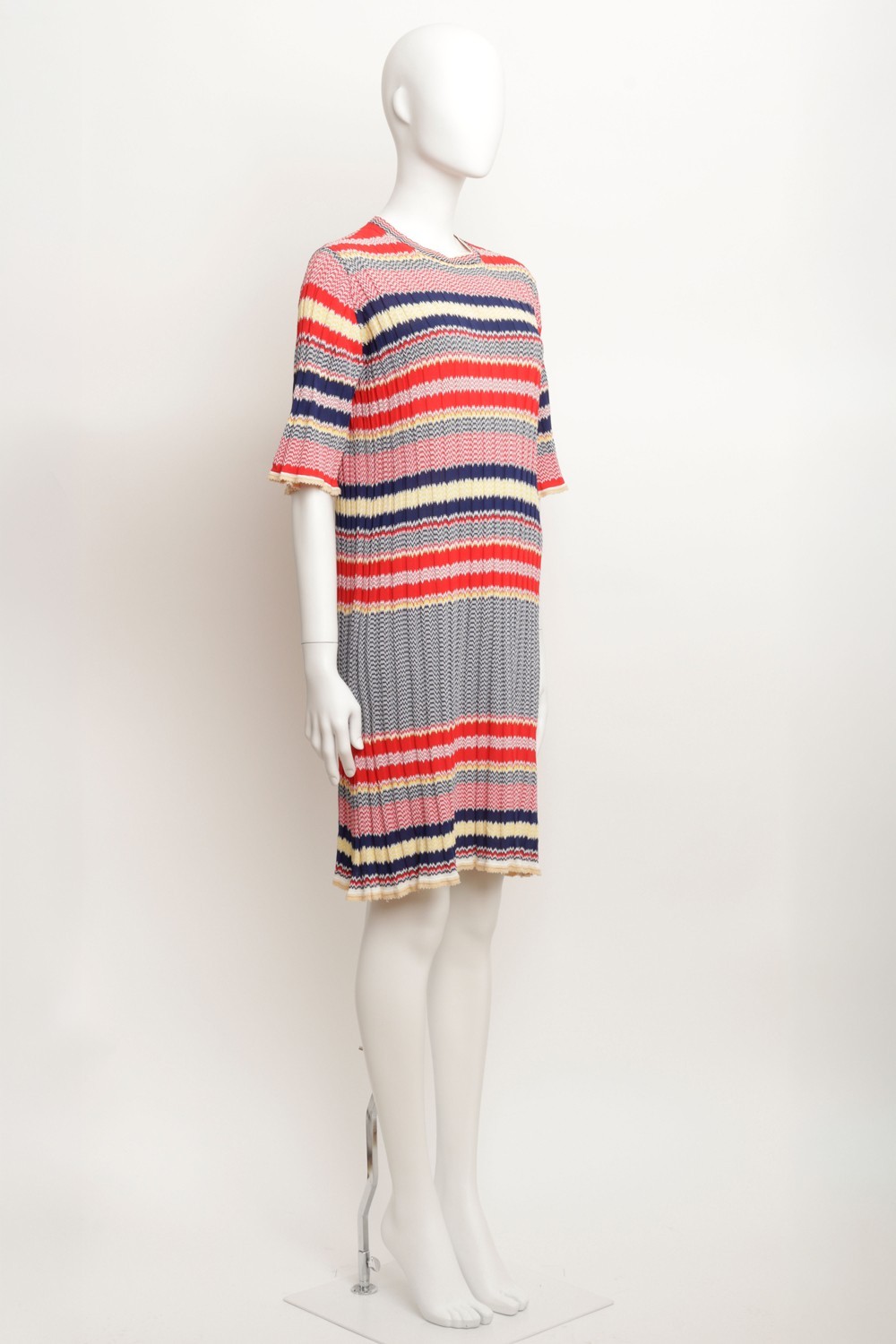 CELINE PHOEBE PHILO 2015 STRIPE KNIT STRETCH DRESS MULTI COLOUR RIBBED VISCOSE