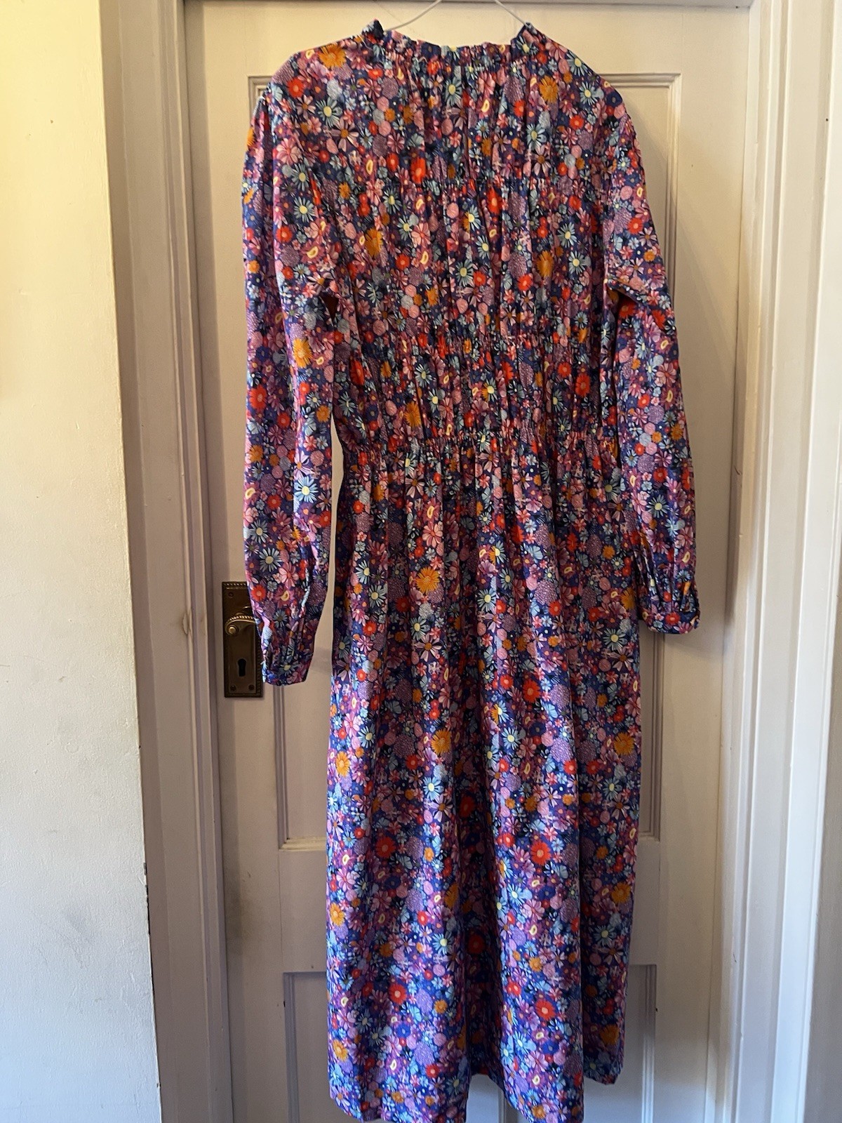 New Olivia Rubin Tammy Blue Mini Floral Cotton Midi Dress,UK 12