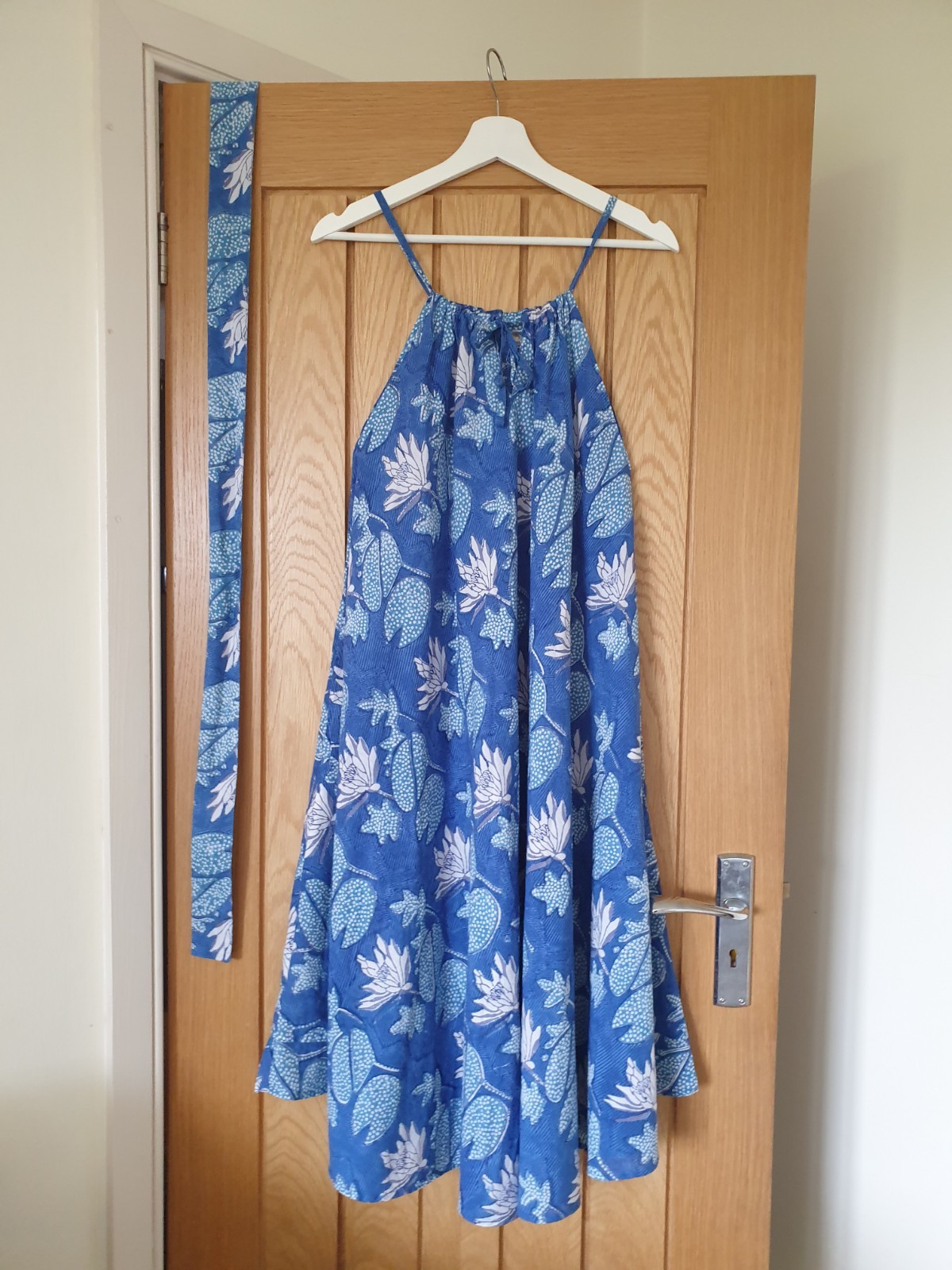 indigo Block Print Indian Anokhi Floral Cotton hippy boho tank Dress S M l XL