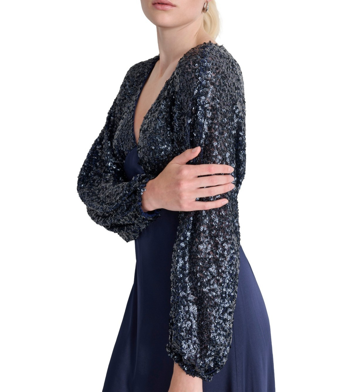 DKNY Women’s Sequin Embellished Blouson-Sleeve Gown MSRP $279