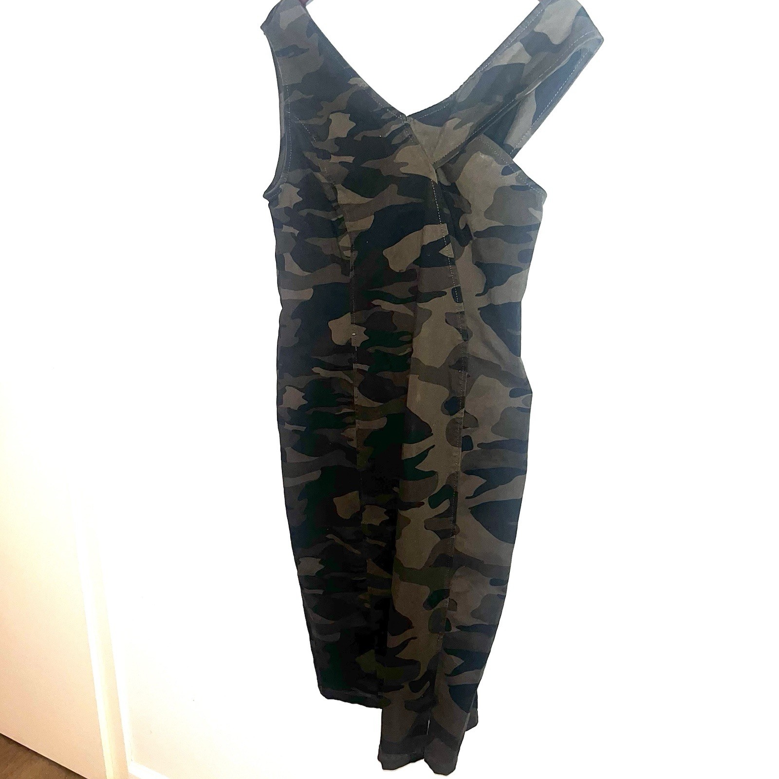 New York & Company One-Shoulder Olive Camo Bodycon Dress Sz Medium