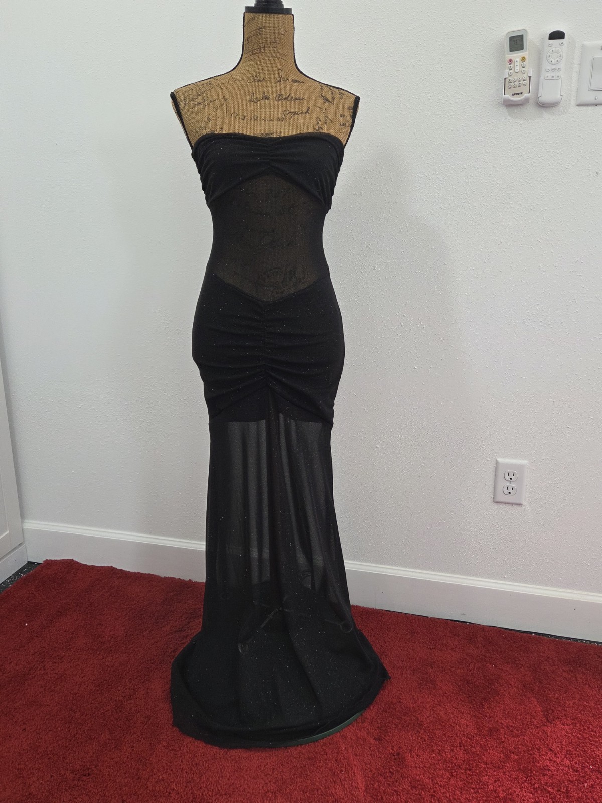 Dolls Kill Women’s Black Sparkly Mesh Maxi Dress Size S