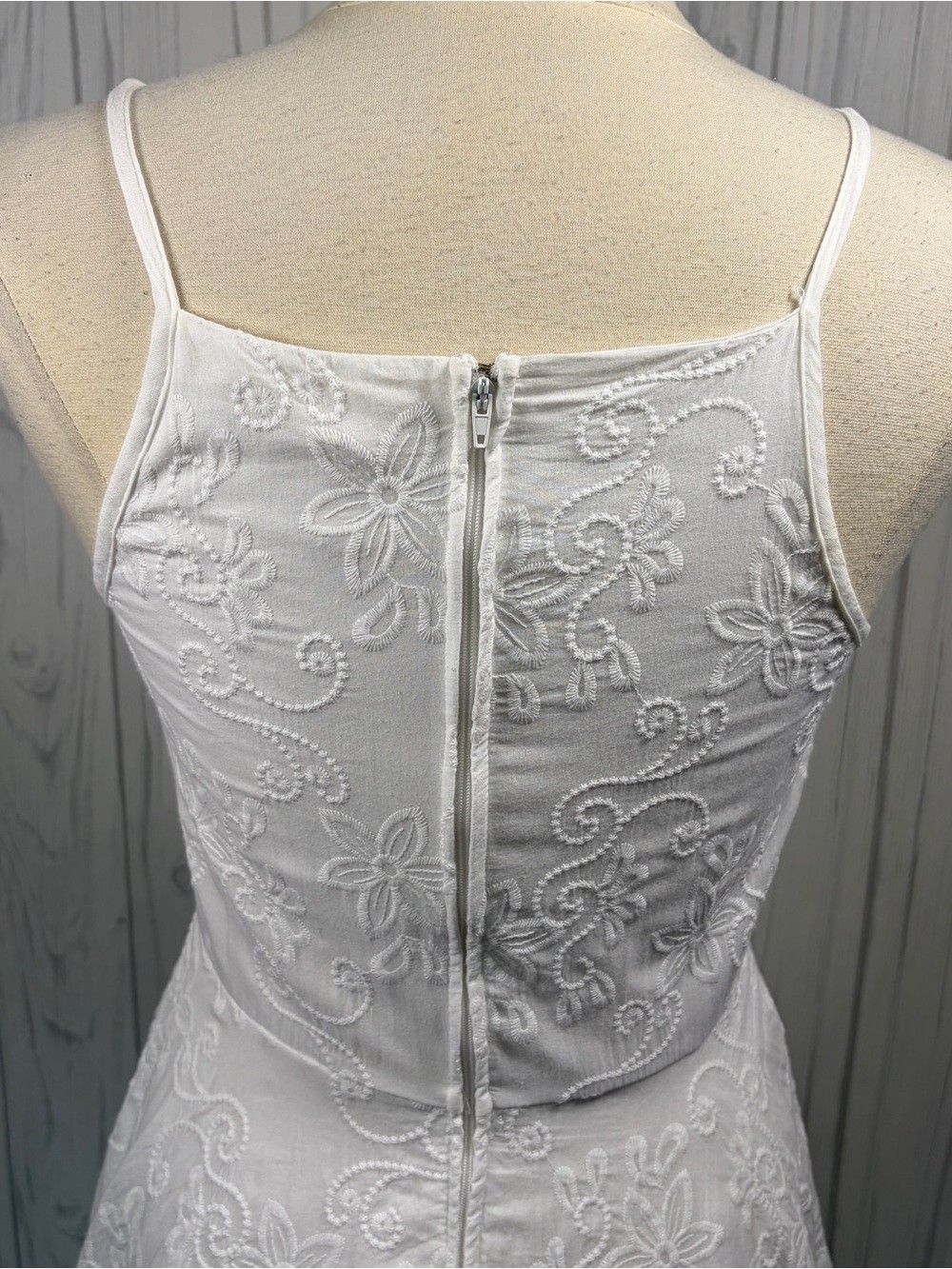 ALTAR’D STATE Embroidered 100% Cotton Asymmetric Fit & Flare White Dress, Large